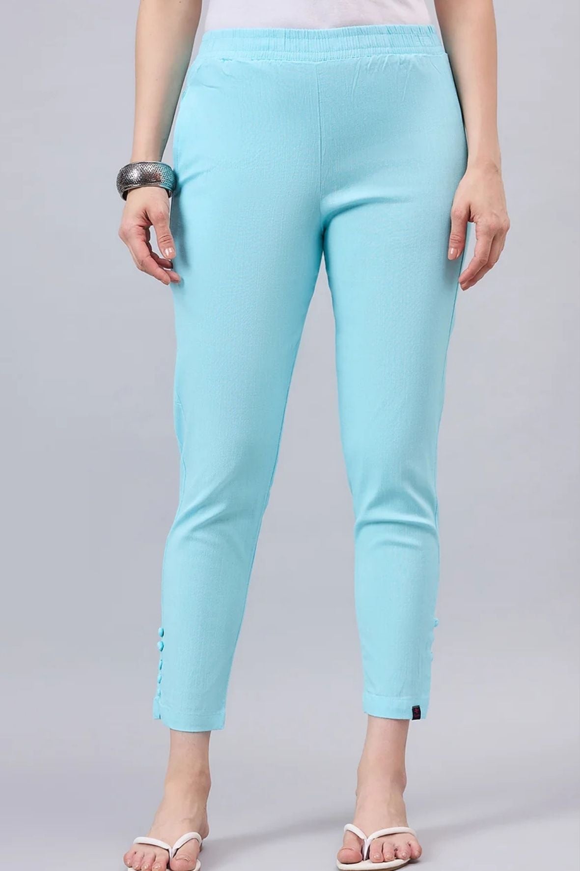 Sky Blue Regular Fit Potli Pants