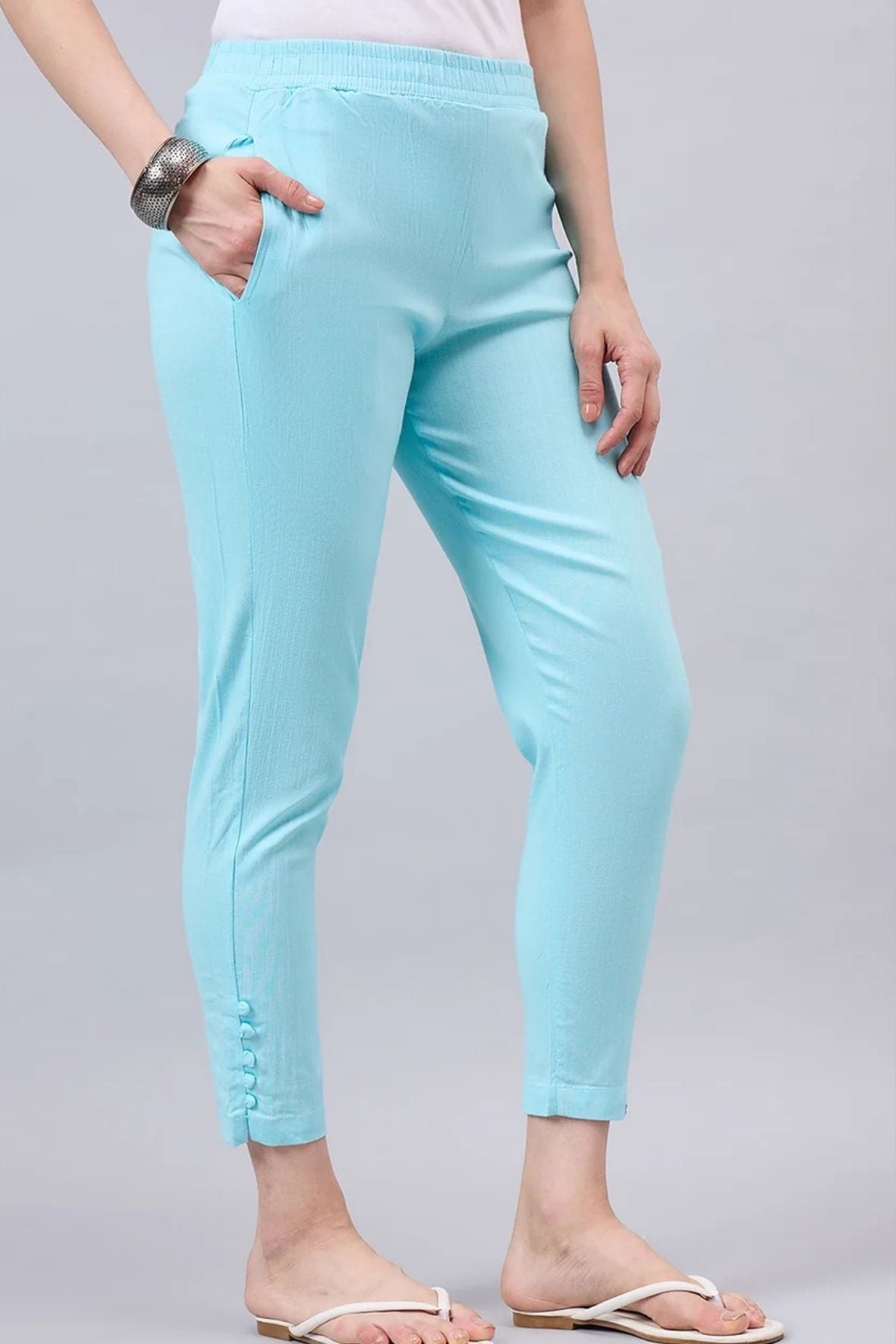 Sky Blue Regular Fit Potli Pants