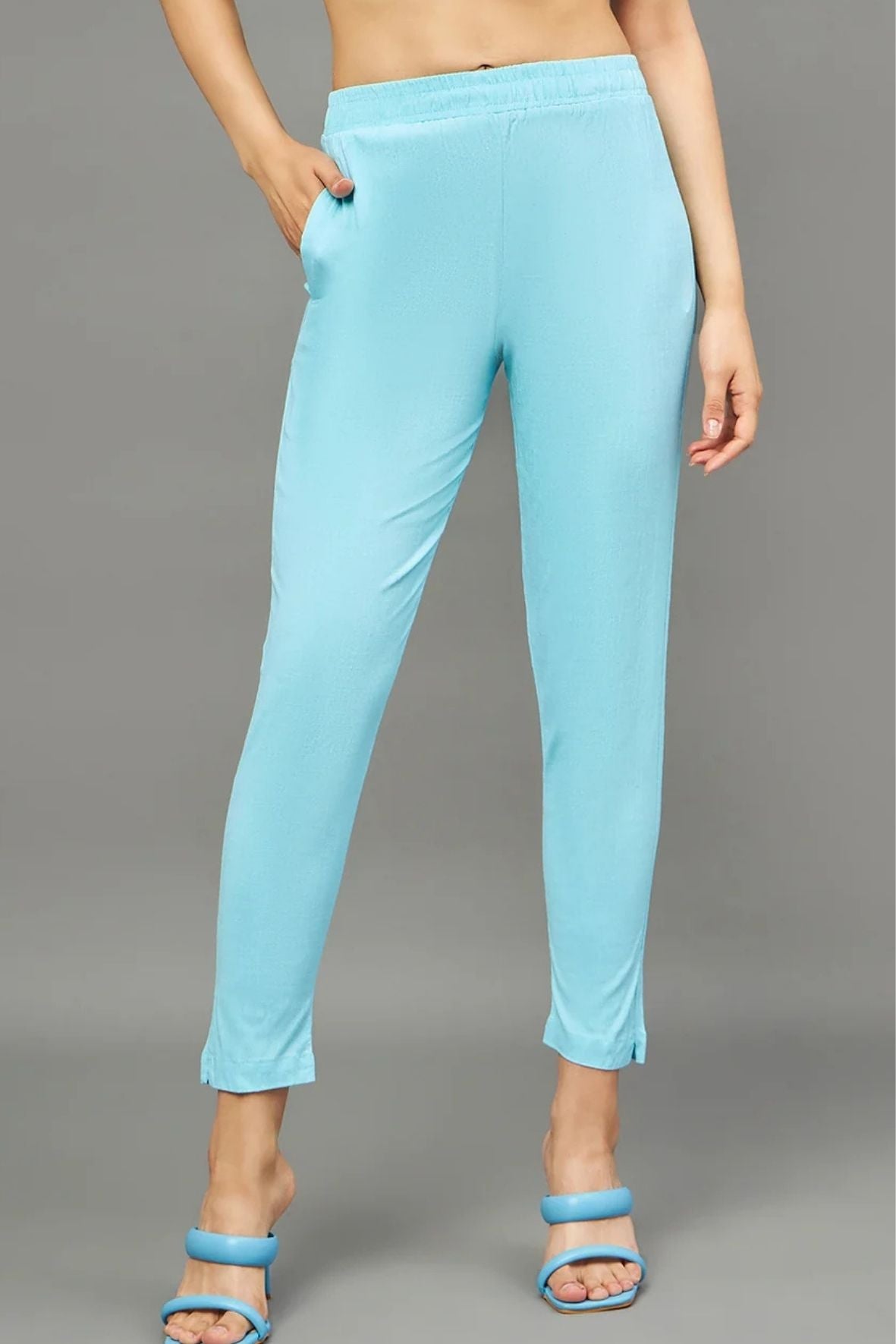 Sky Blue Colour Straight Pant