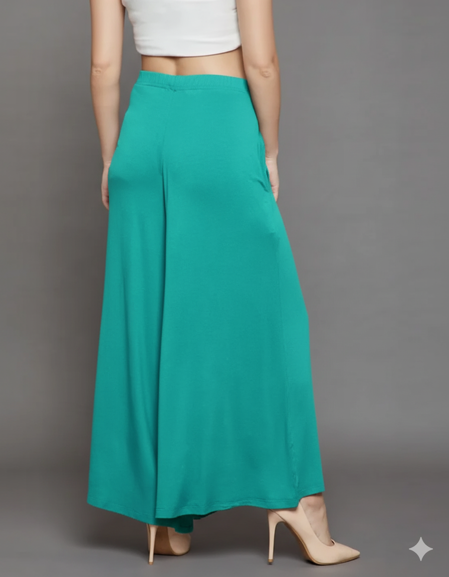 Rama Green Plain Viscose Palazzo