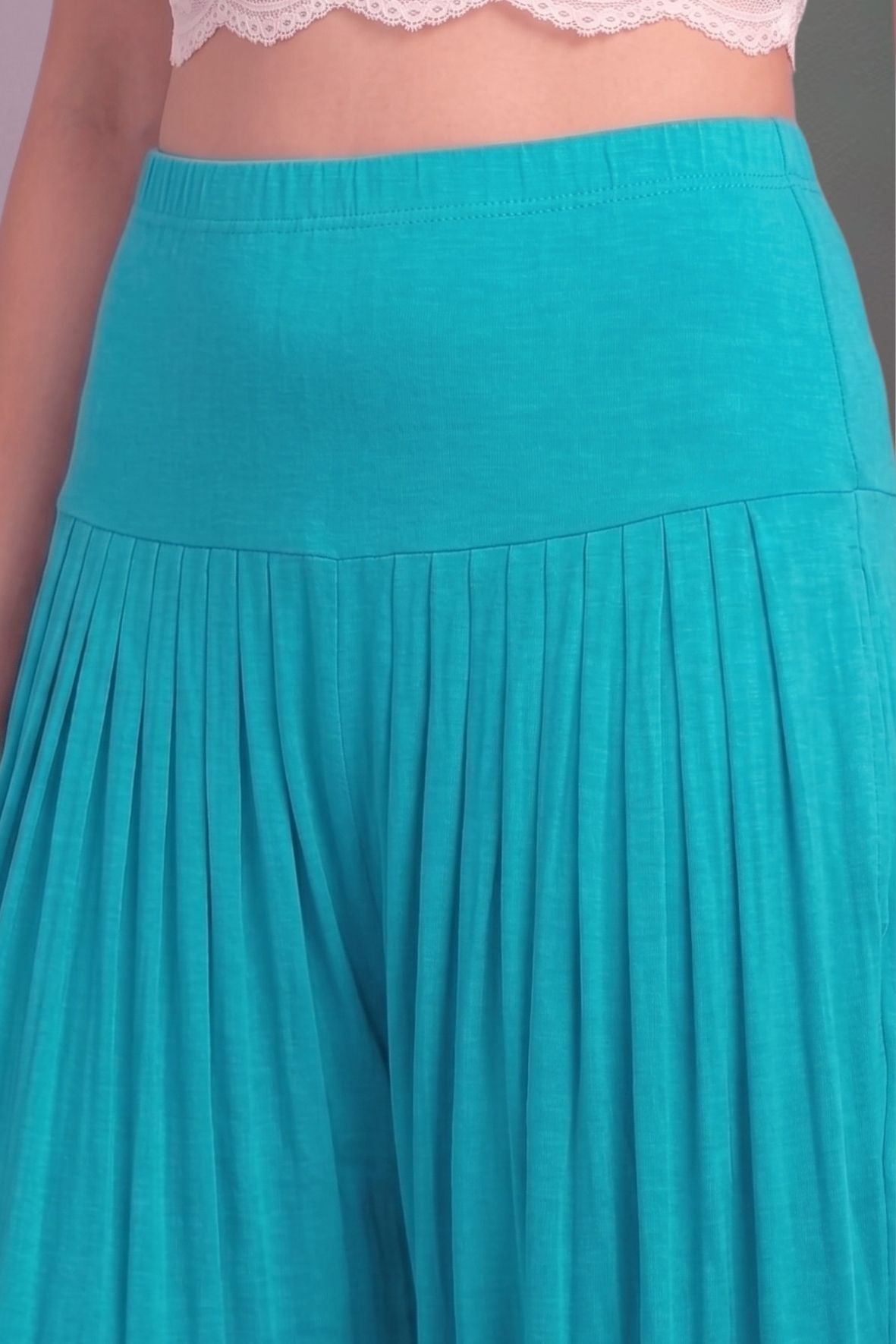 Turquoise blue Viscose Plain Dhoti