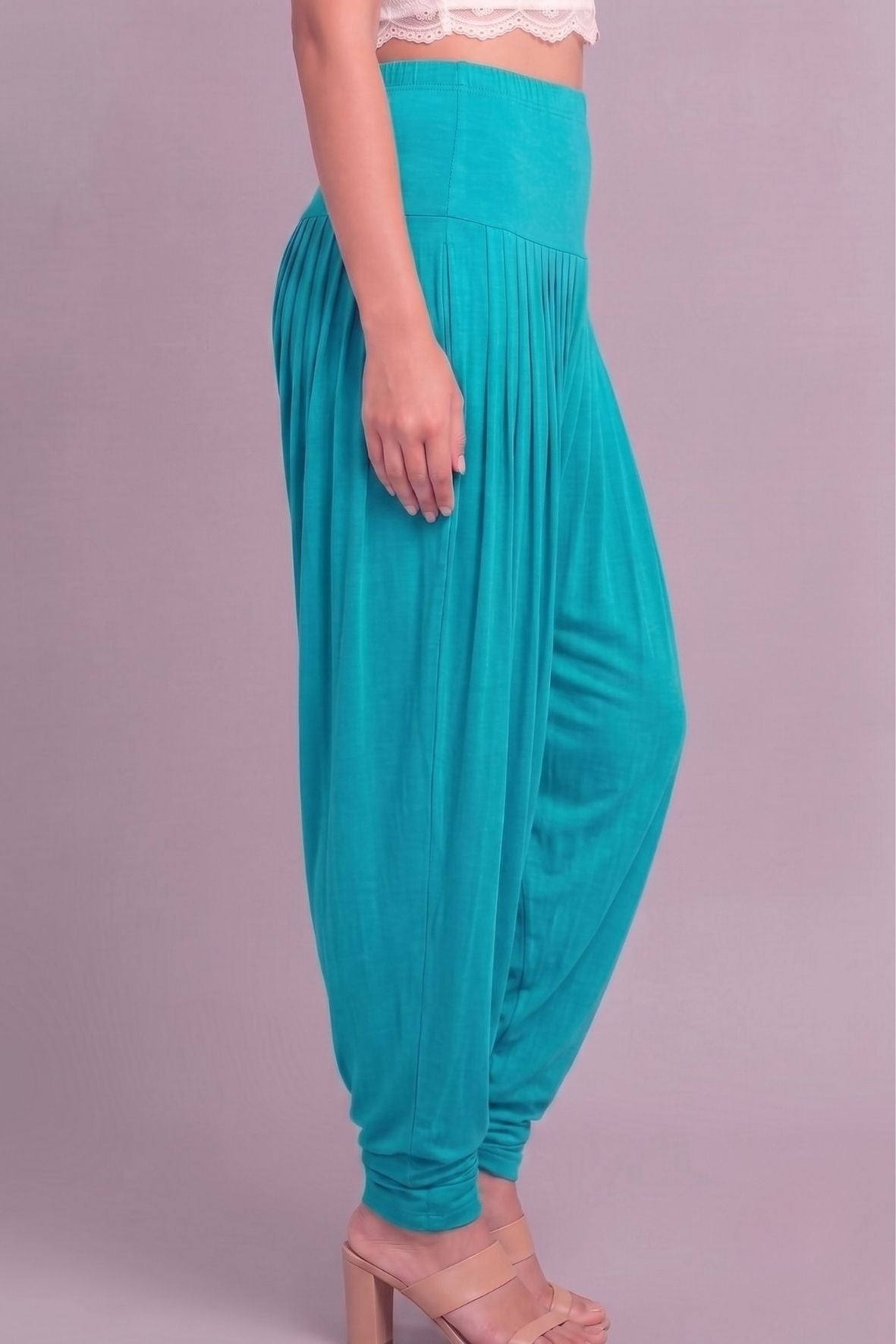 Turquoise blue Viscose Plain Dhoti