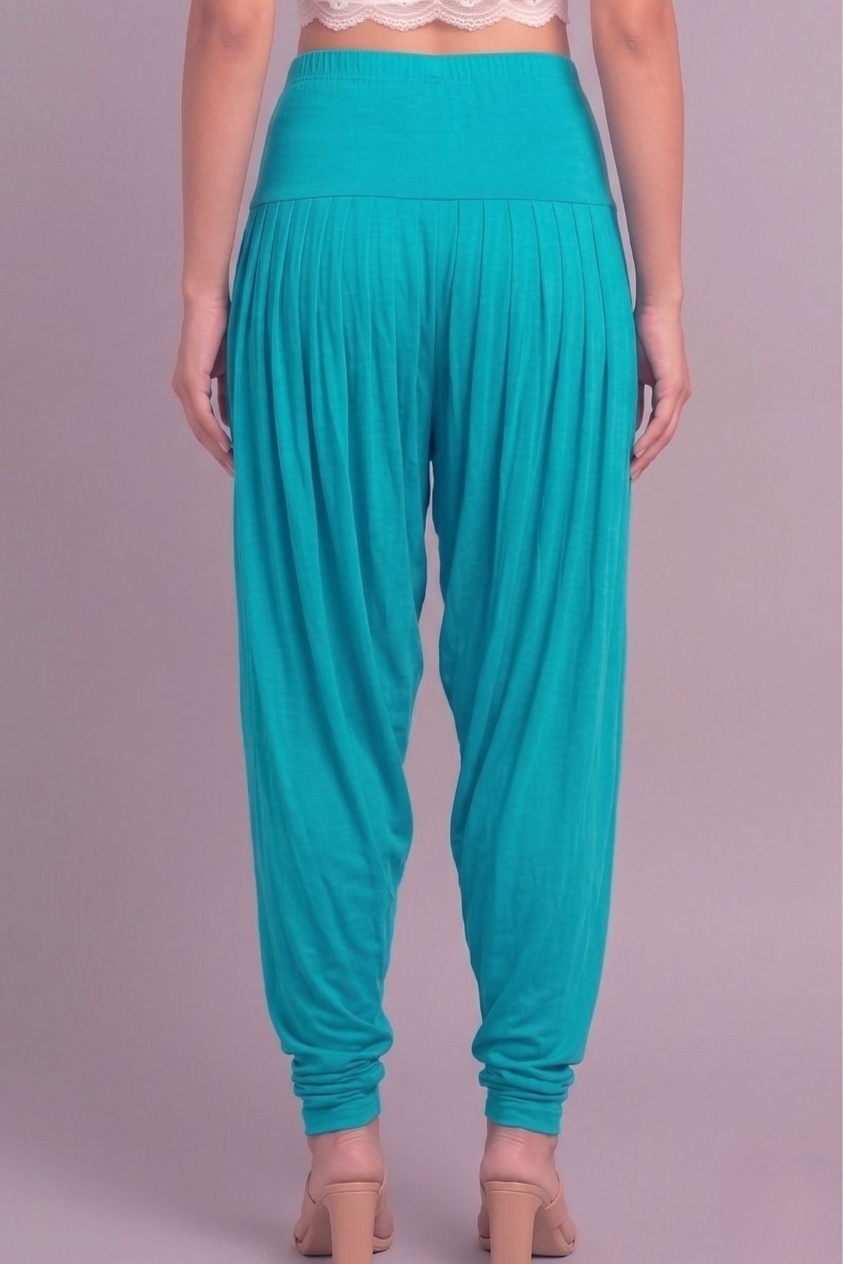 Turquoise blue Viscose Plain Dhoti
