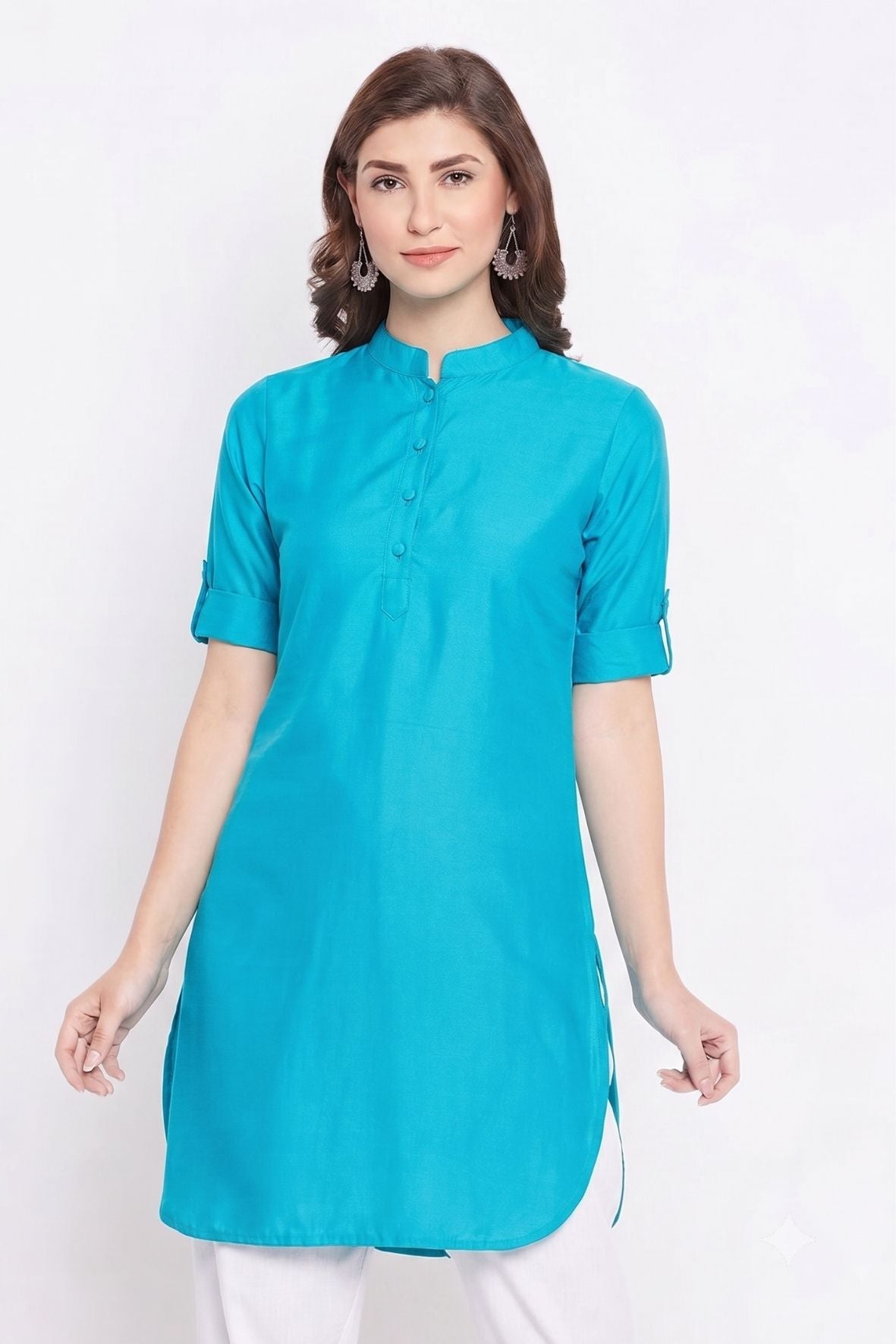 White Solid Color Kurti