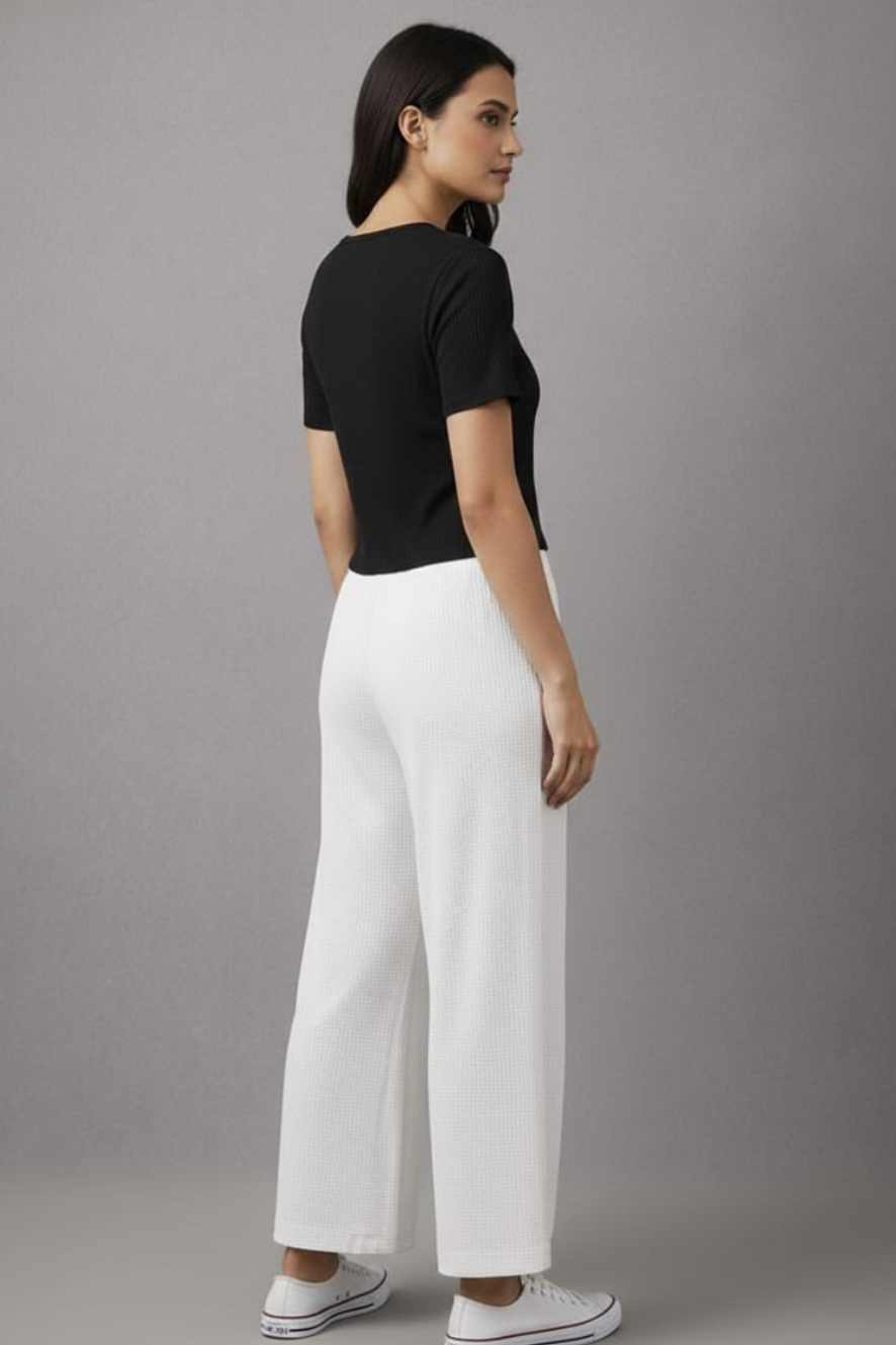 White Zara Rib Palazzo 2XL White