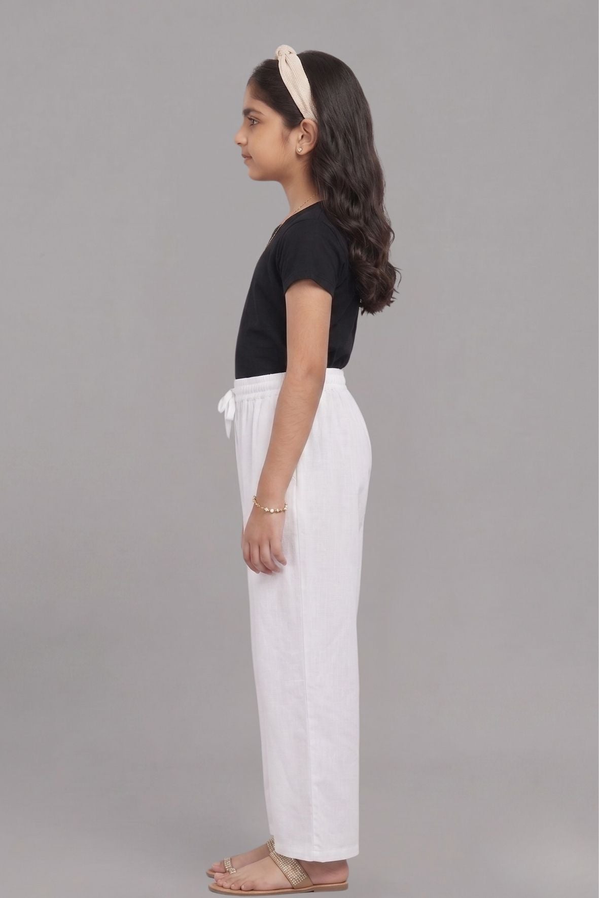 Kids White Rayon Palazzo