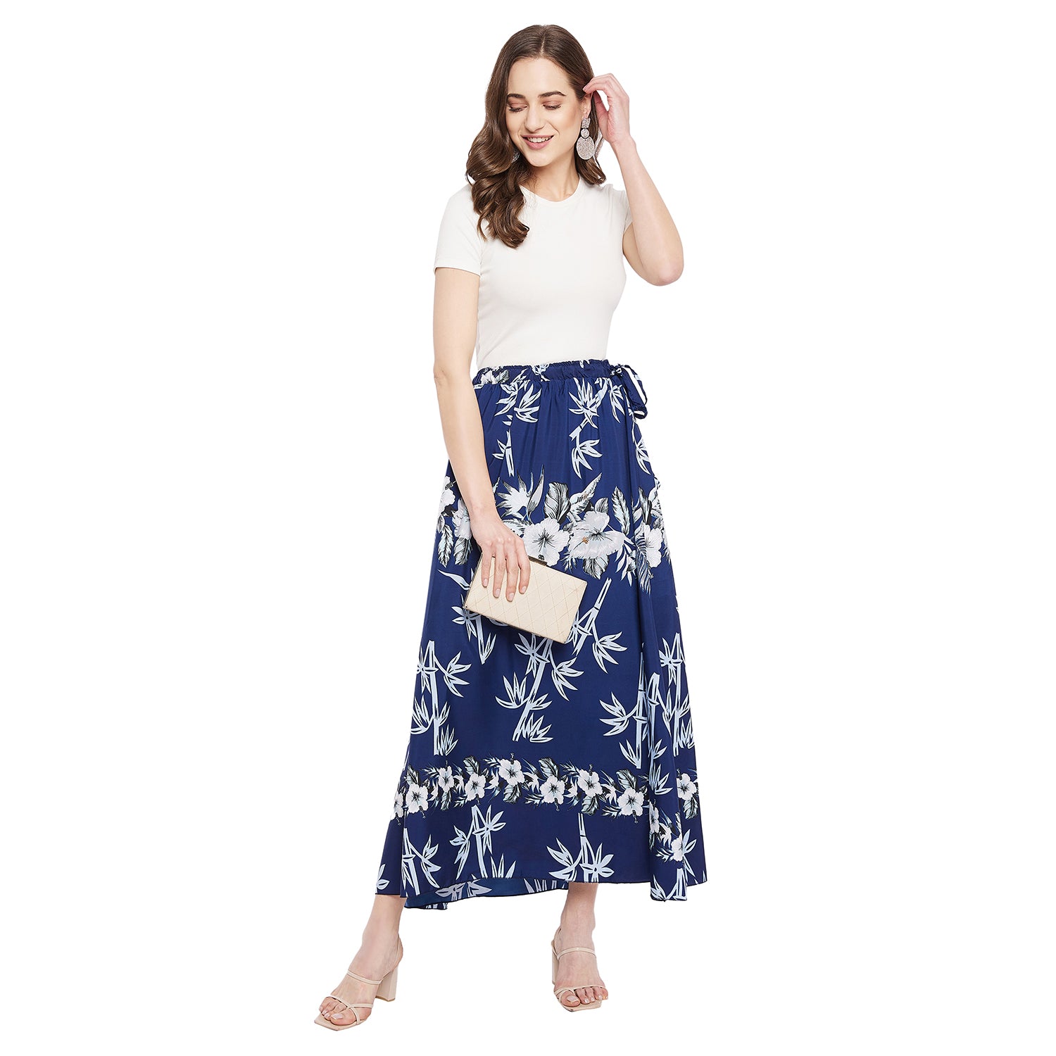 Hibiscus Skirt Free Size Blue