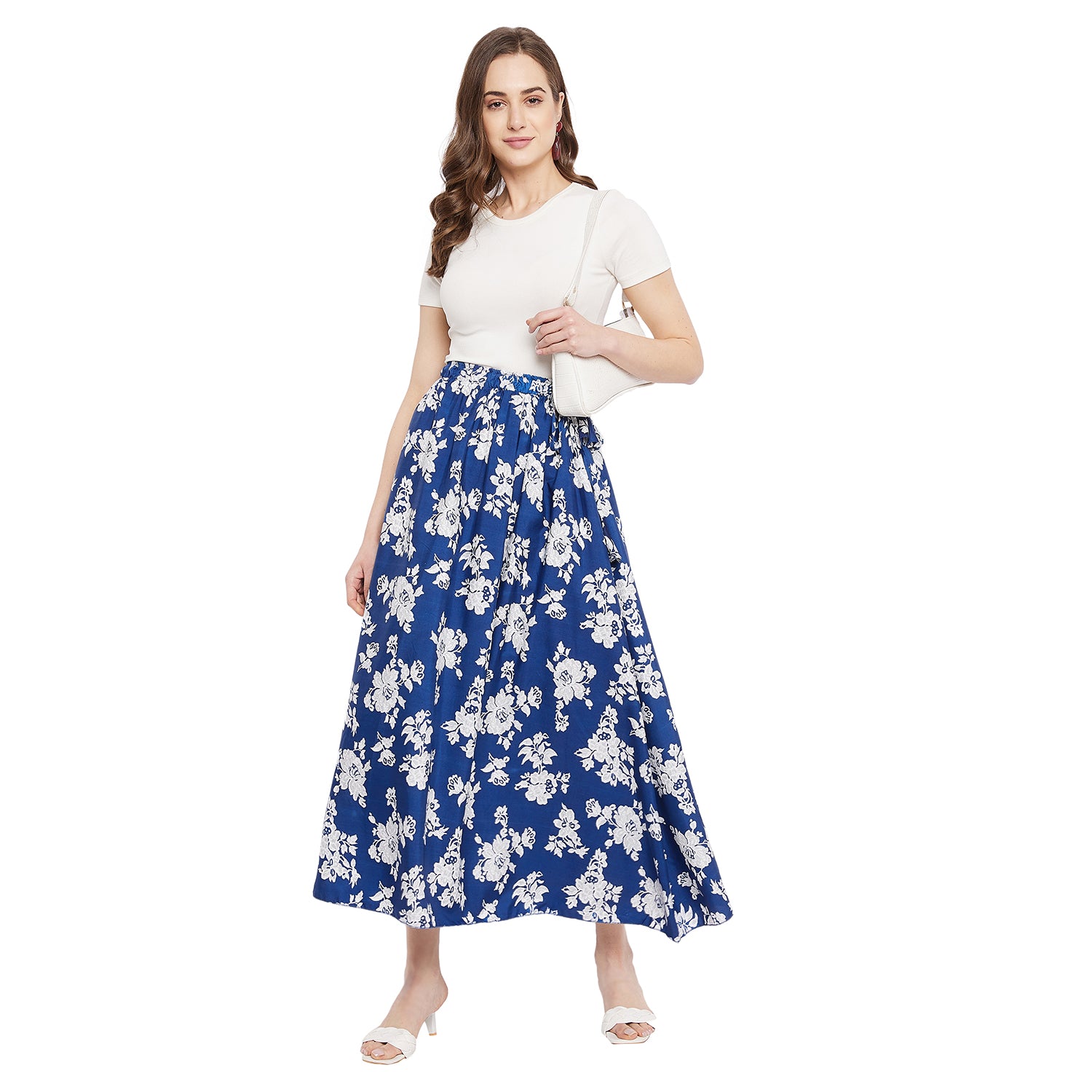 Blue & White Floral Skirt
