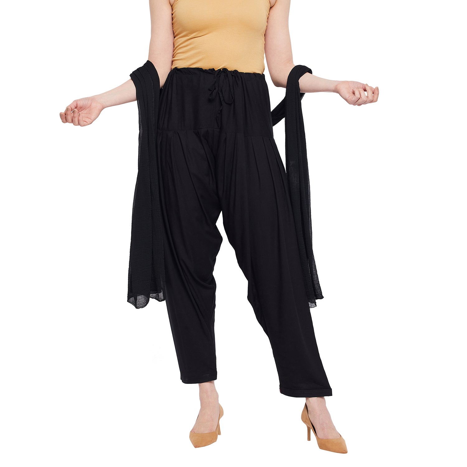 Black Rayon Plain Patiala(No Duppatta) One Size