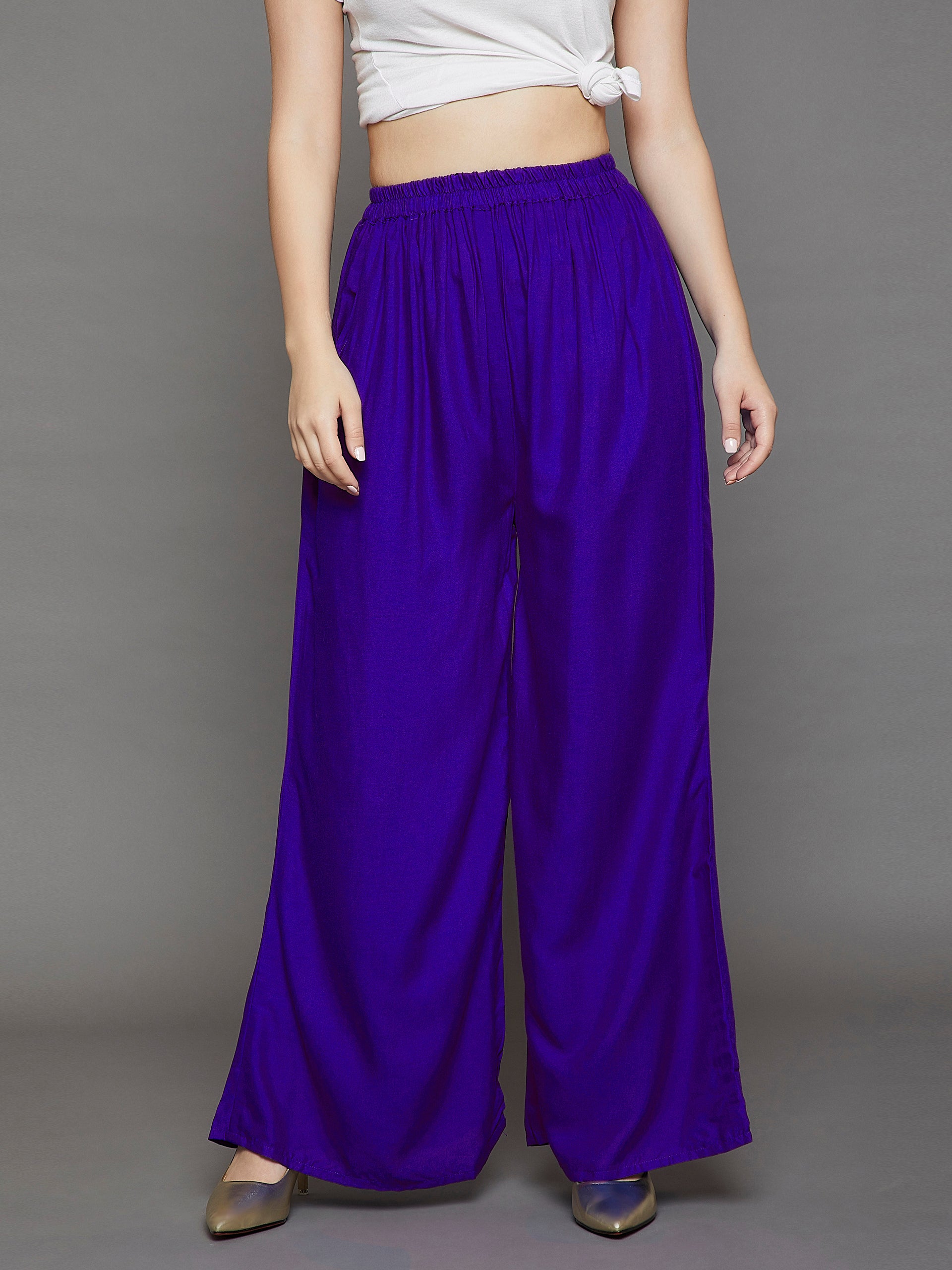 Royal Blue Plain Rayon Palazzo