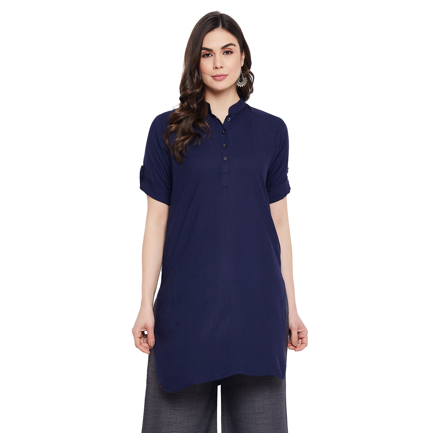 Navy Blue Solid Color Kurti