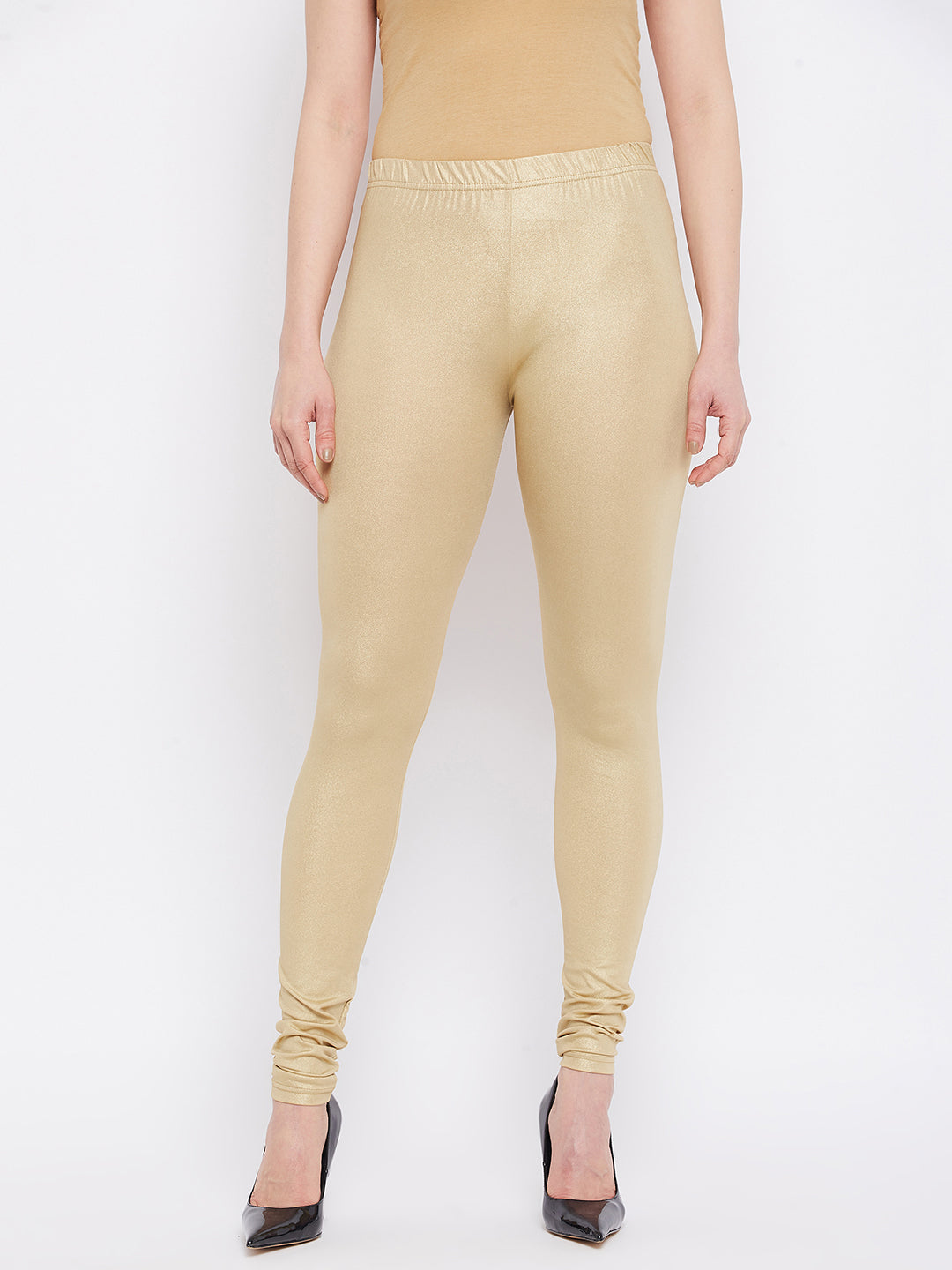 Light Gold Shimmer Leggings - Ankle Length