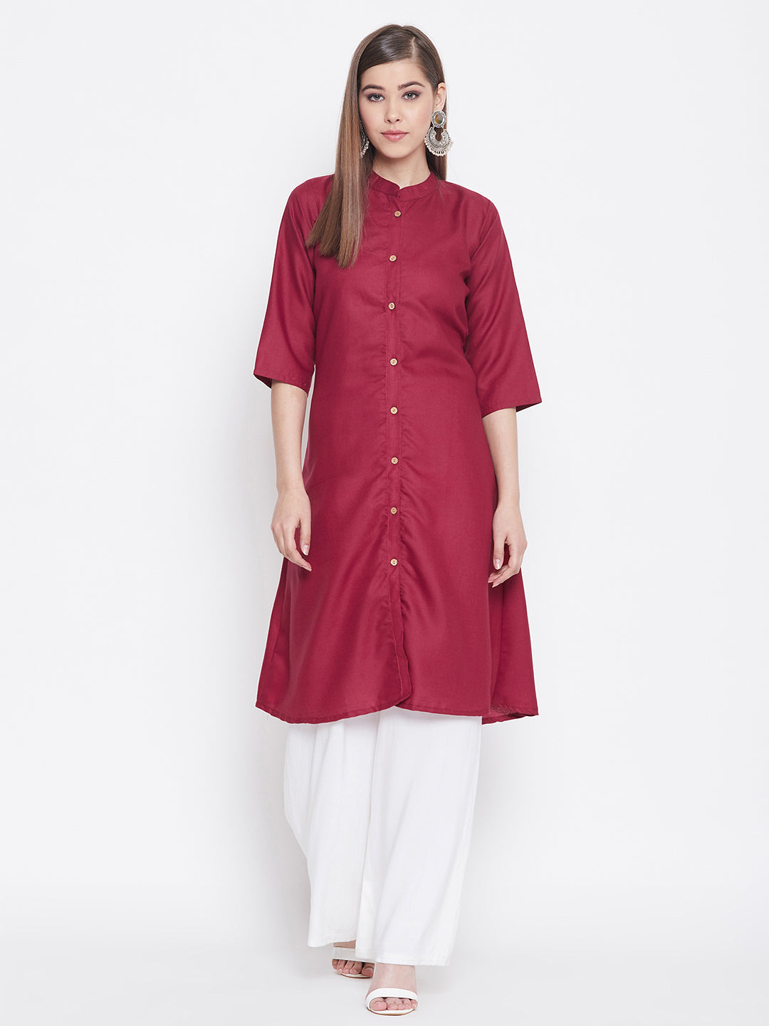 Maroon Solid Color Kurti