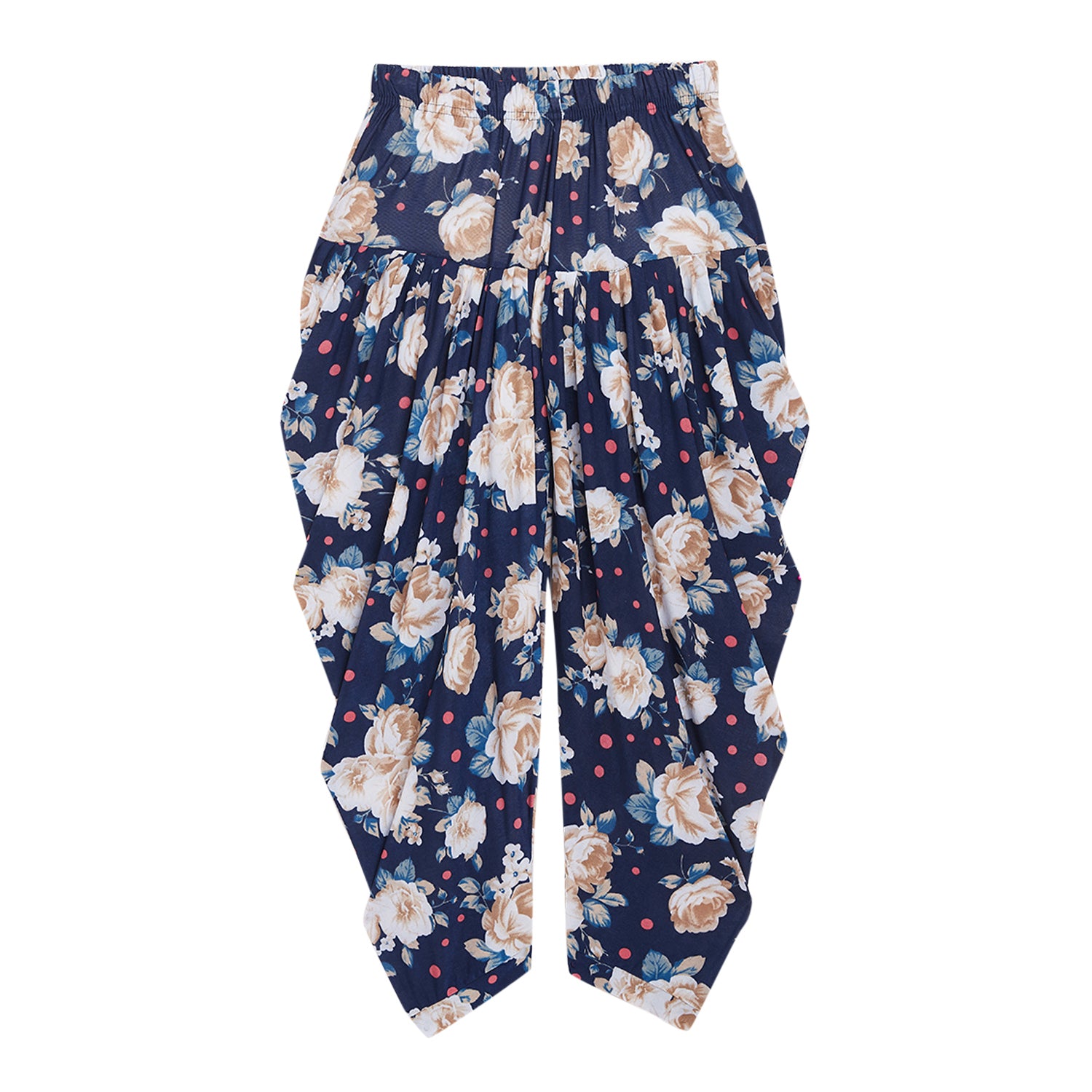 Polka-dot with Brown Floral Printed Dhoti