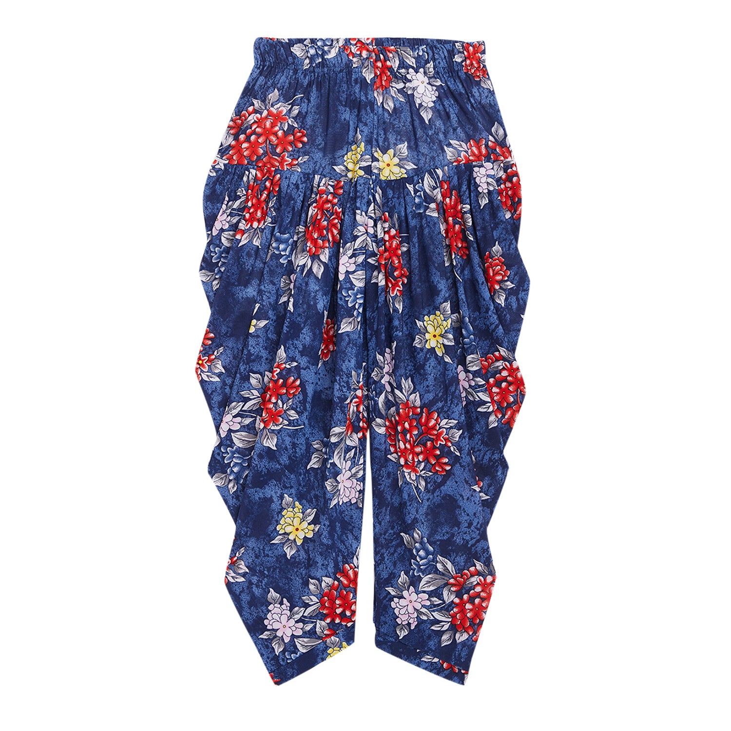 Blue with Red Floral Printed Dhoti