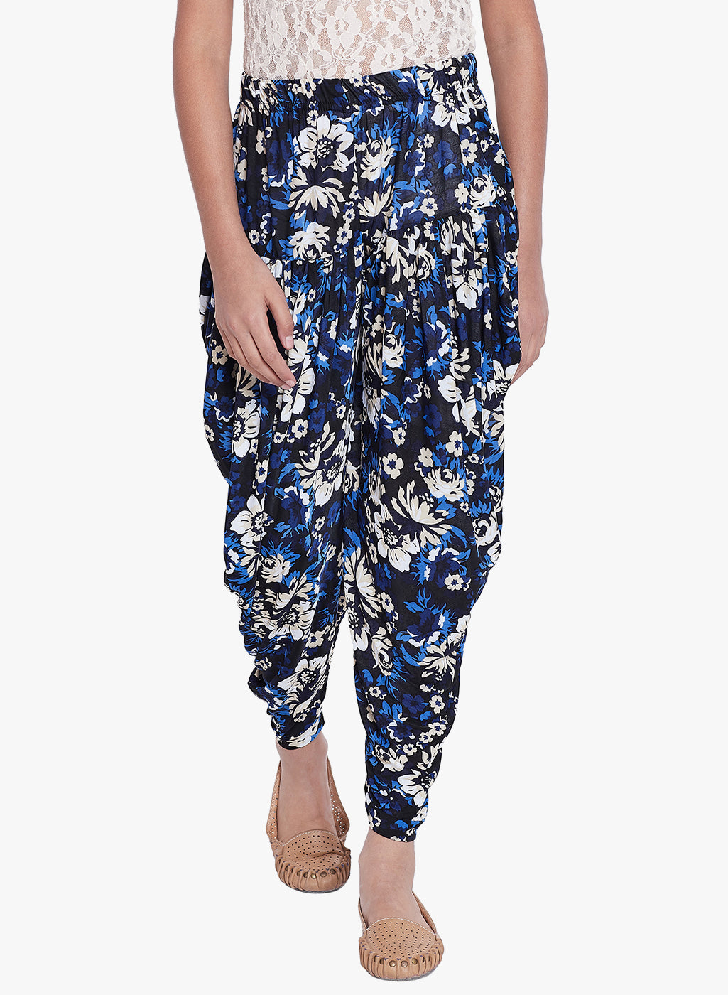 Blue Floral Printed Dhoti
