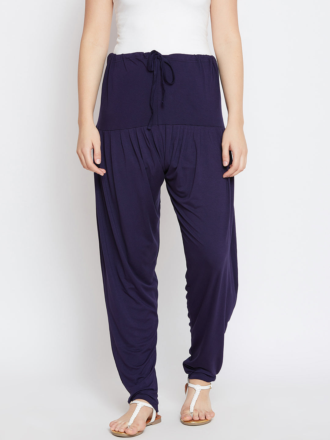 Navy Blue Plain Viscose Patiala