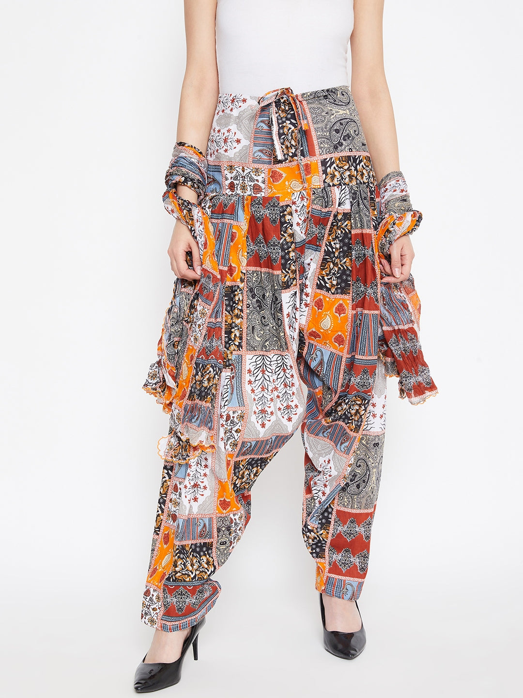 Patch work Printed Cotton Patiala with Dupatta