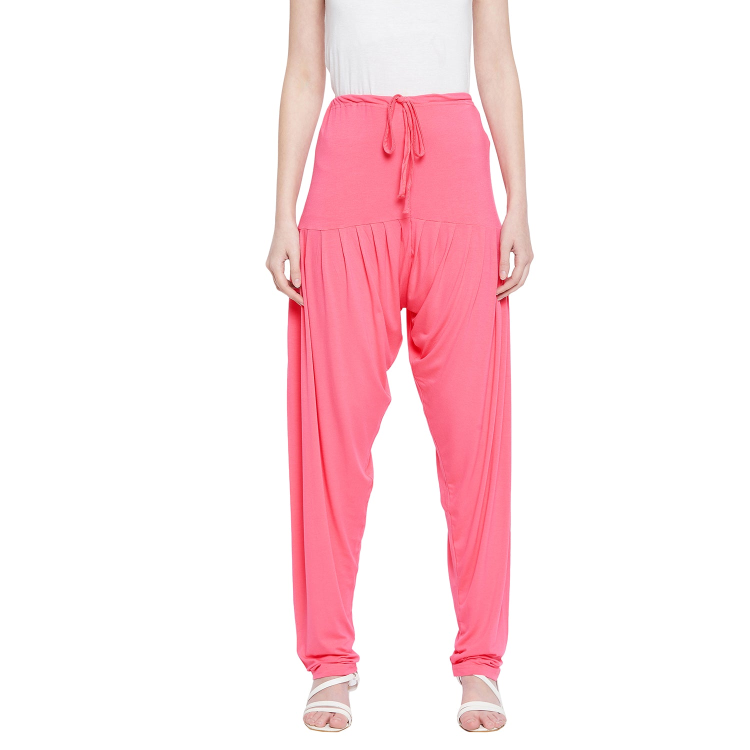 Peach Plain Viscose Patiala