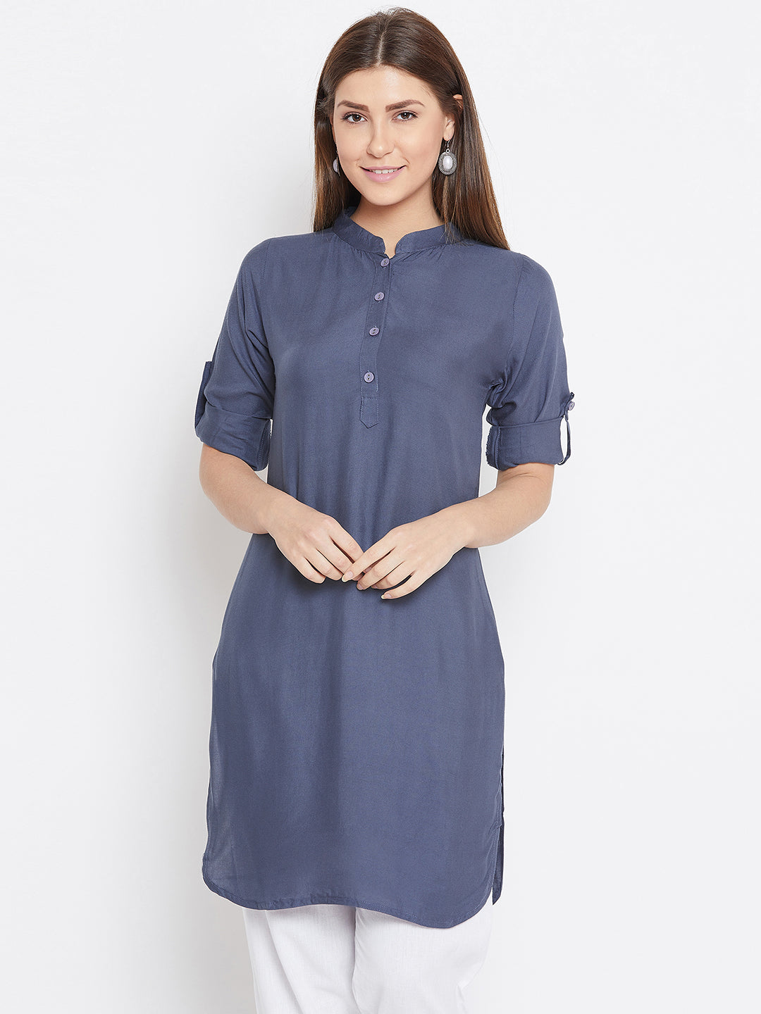 Light Grey Solid Color Kurti XXL 36"