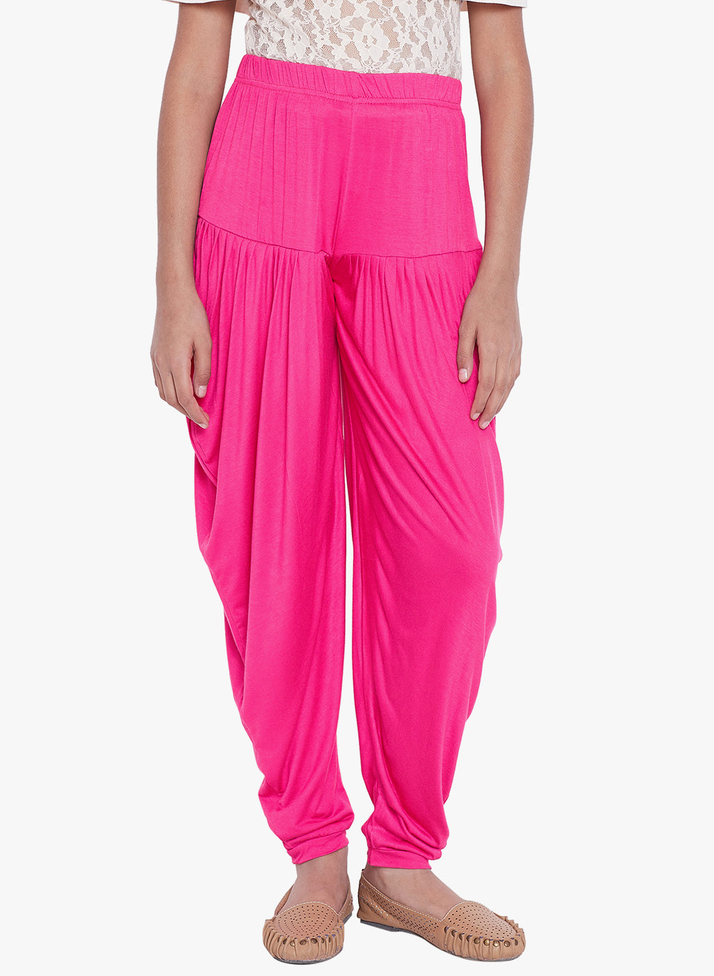 Dark Pink Viscose Dhoti Pants