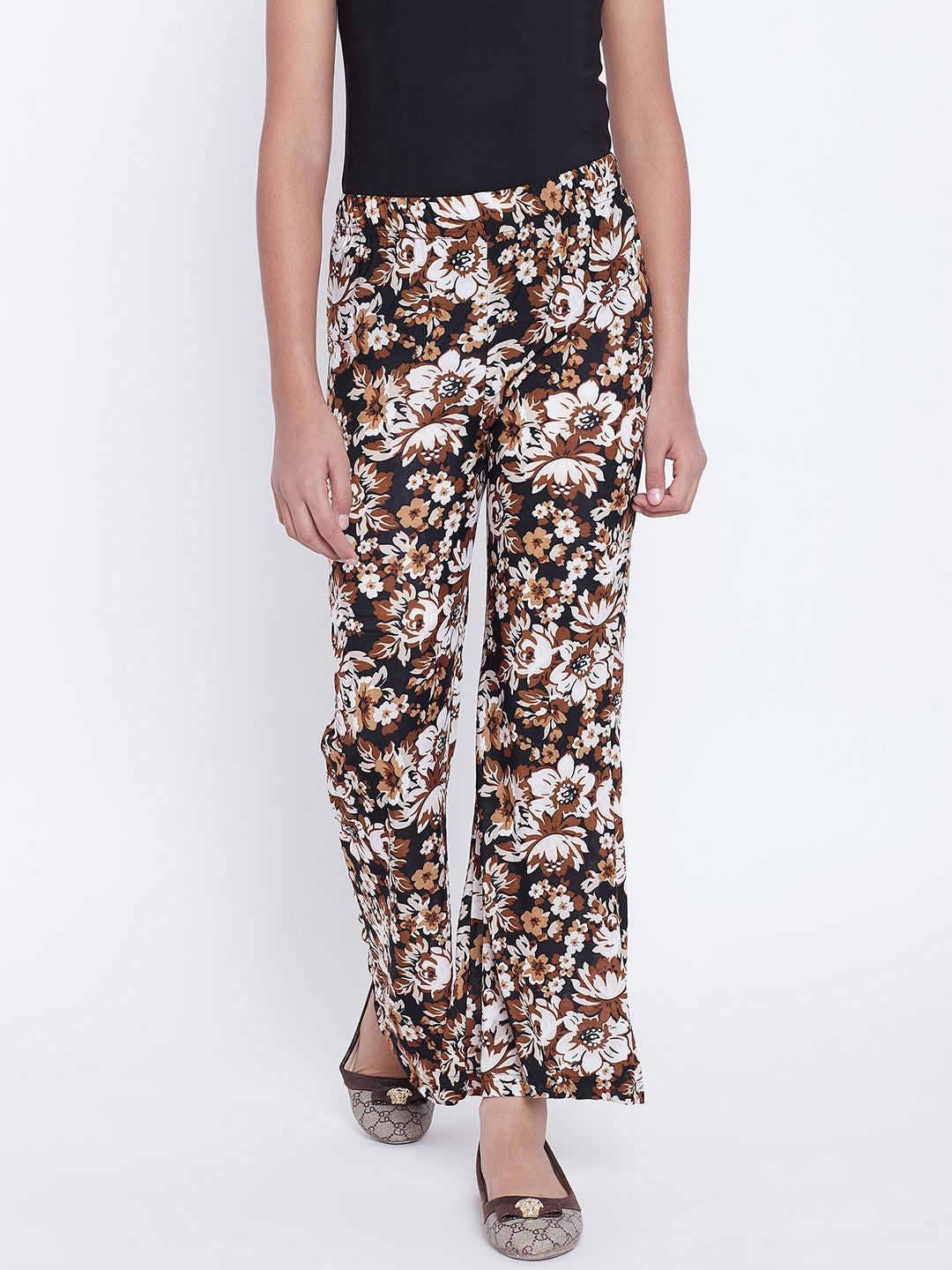 Brown Floral Printed Palazzo