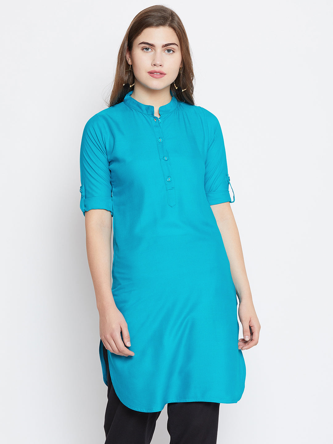 Turquoise Solid Colour Kurtis The Pajama Factory