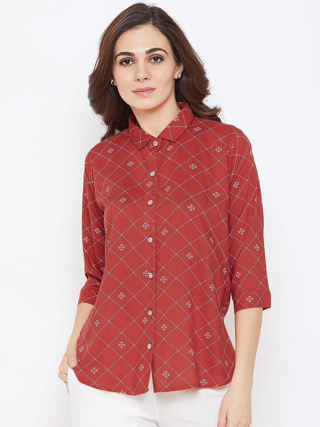 Red Geometric Printed Shirt