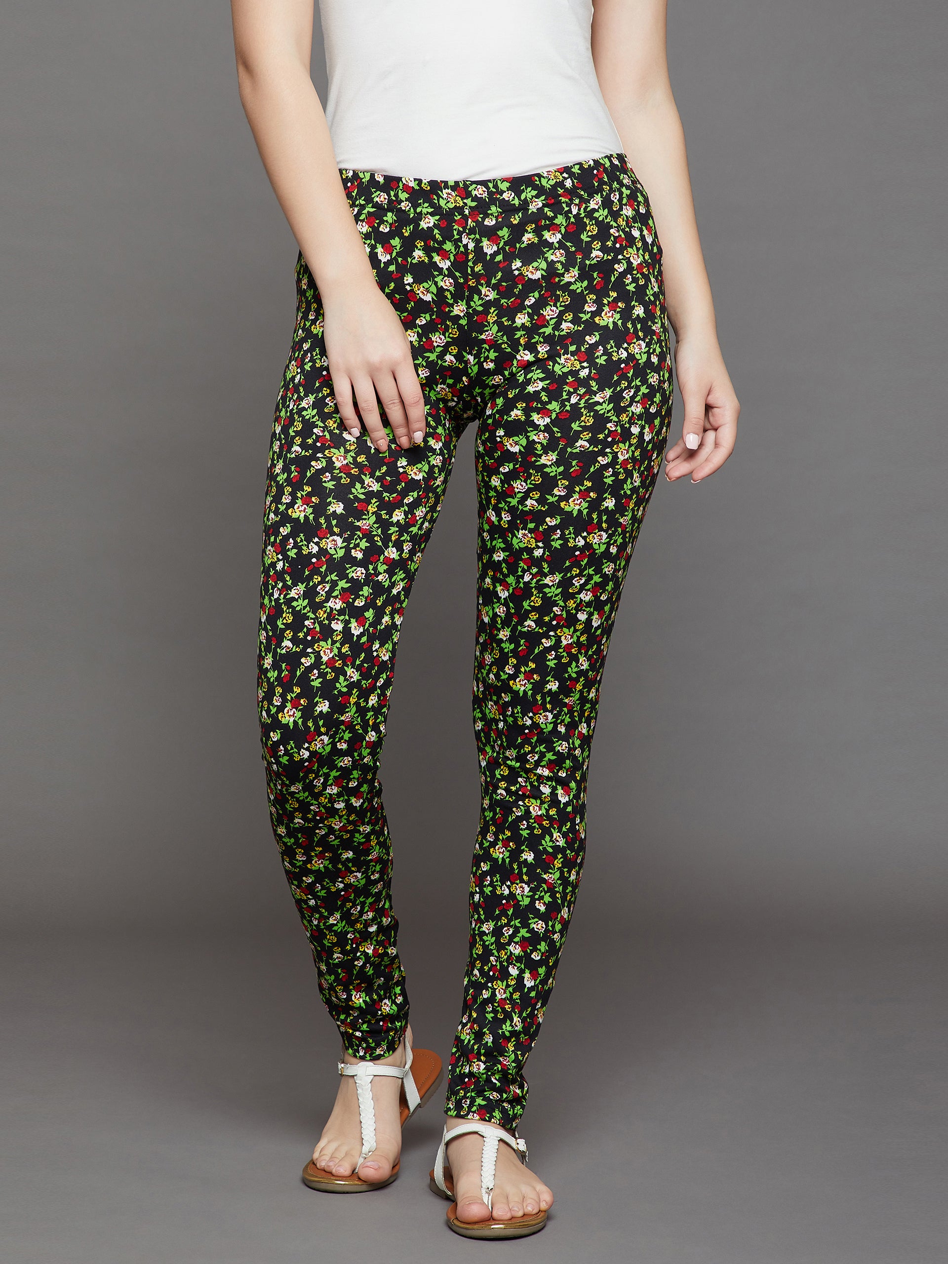Black Floral Printed Legging