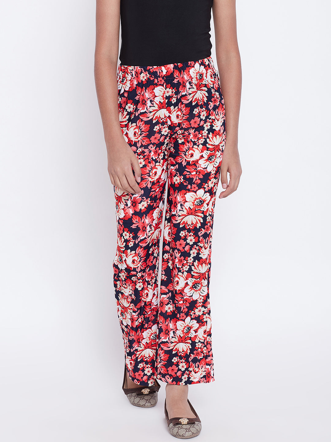 Peach Pink Floral Printed Palazzo