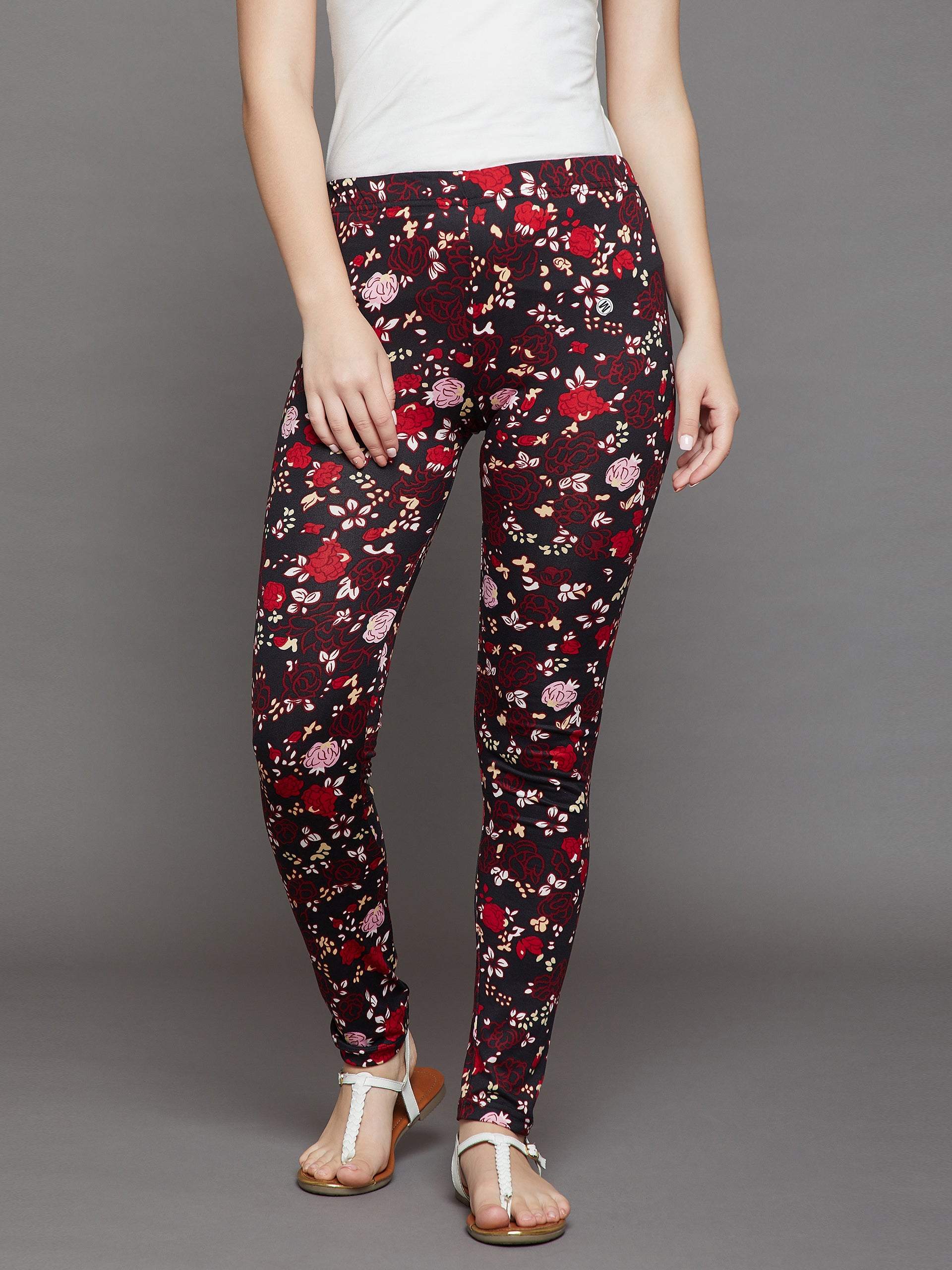 Red Floral Printed Legging