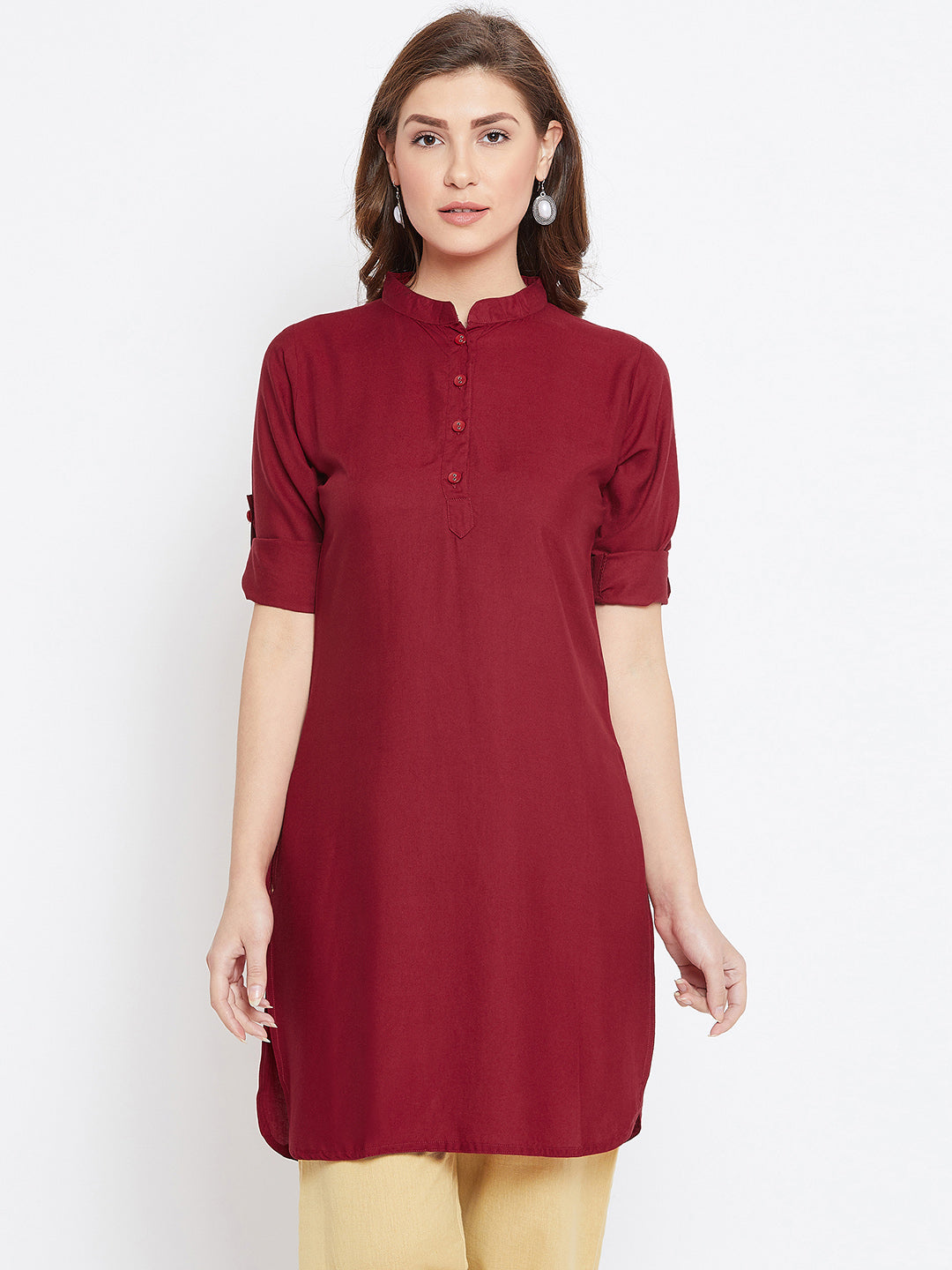 Maroon Solid Color Kurti