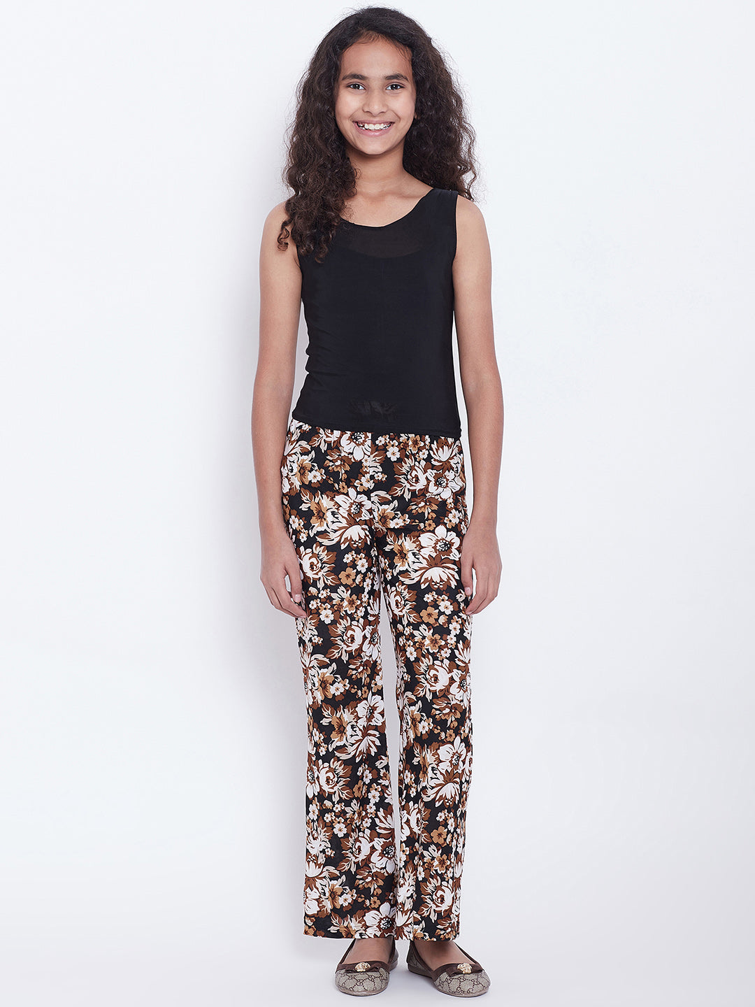 Brown Floral Printed Palazzo