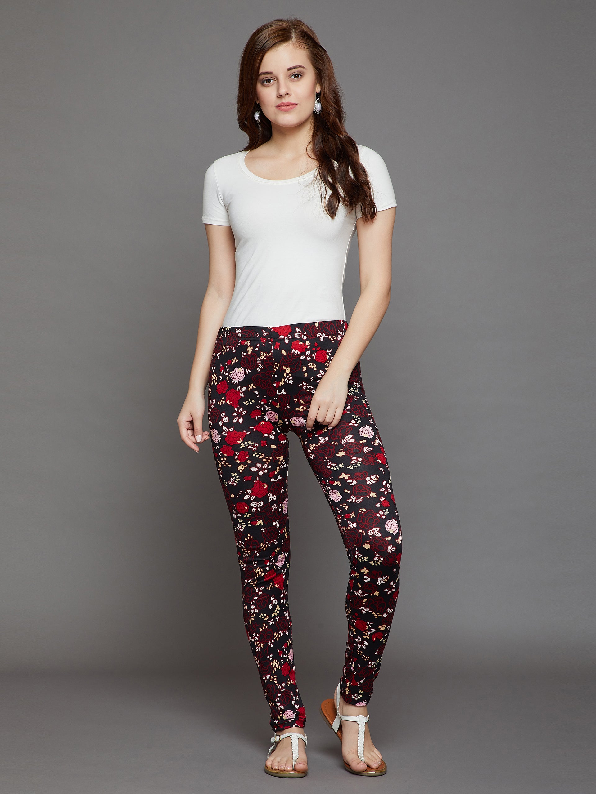 Red Floral Printed Legging