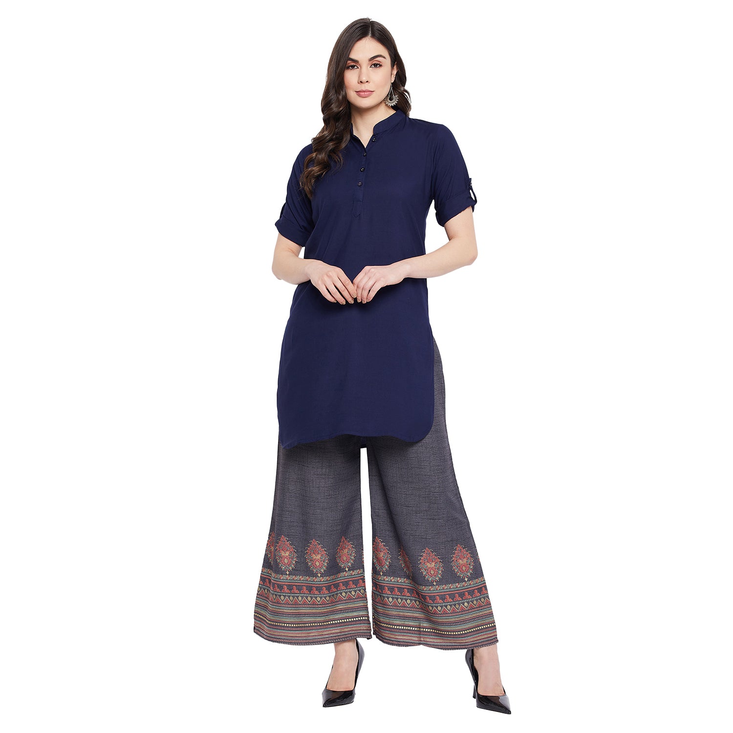 Navy Blue Solid Color Kurti