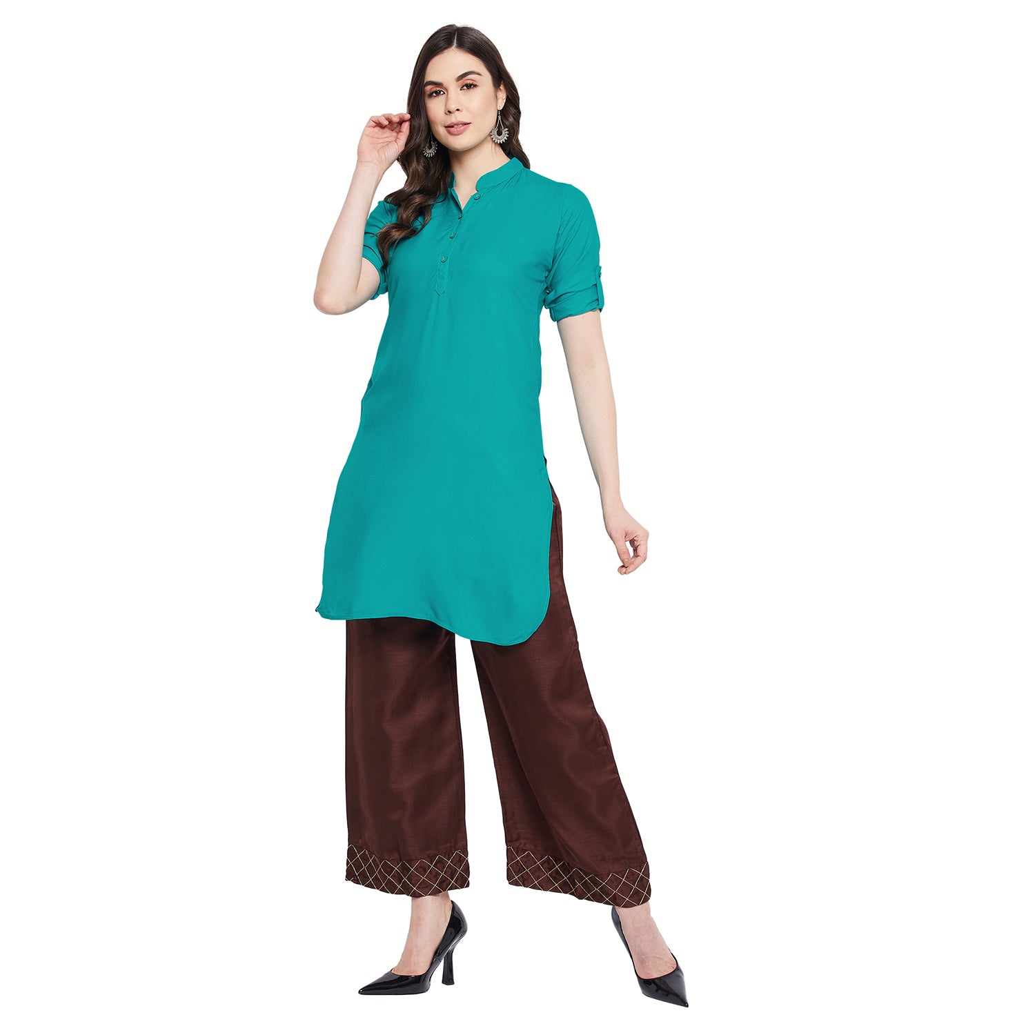 Rama Green Solid Color Kurti