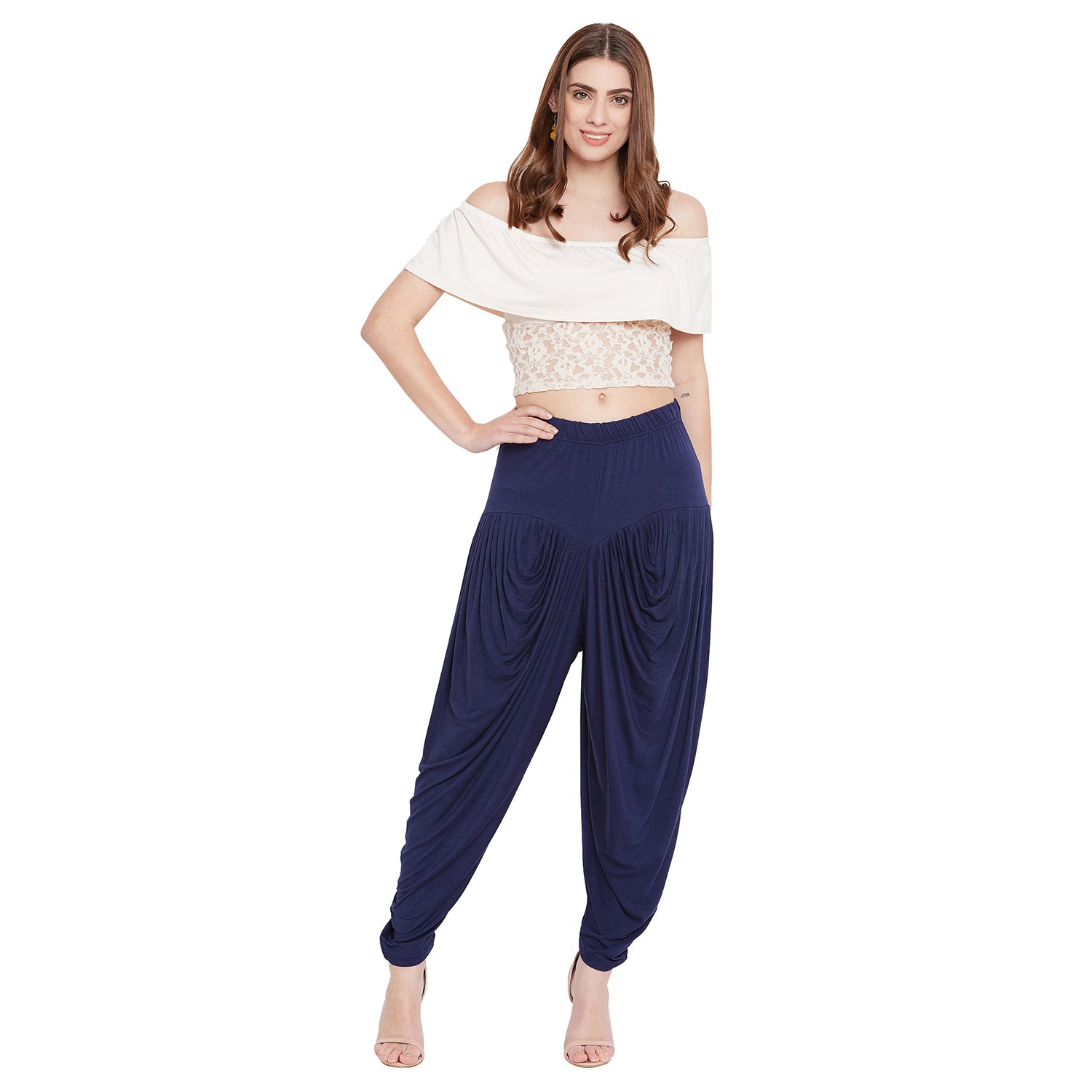 Navy Blue Viscose Plain Dhoti