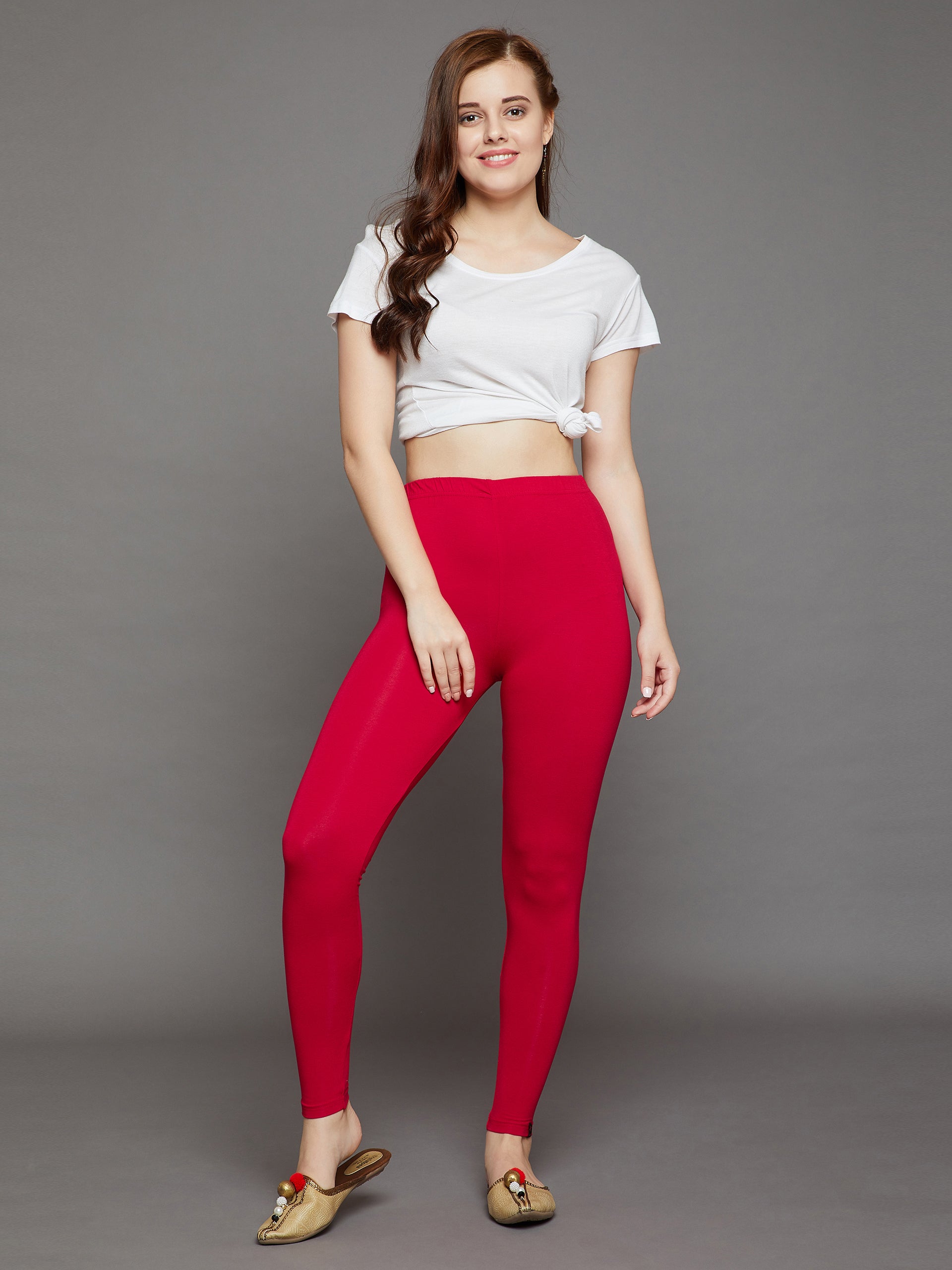 Apple Red Viscose Chudidar Leggings