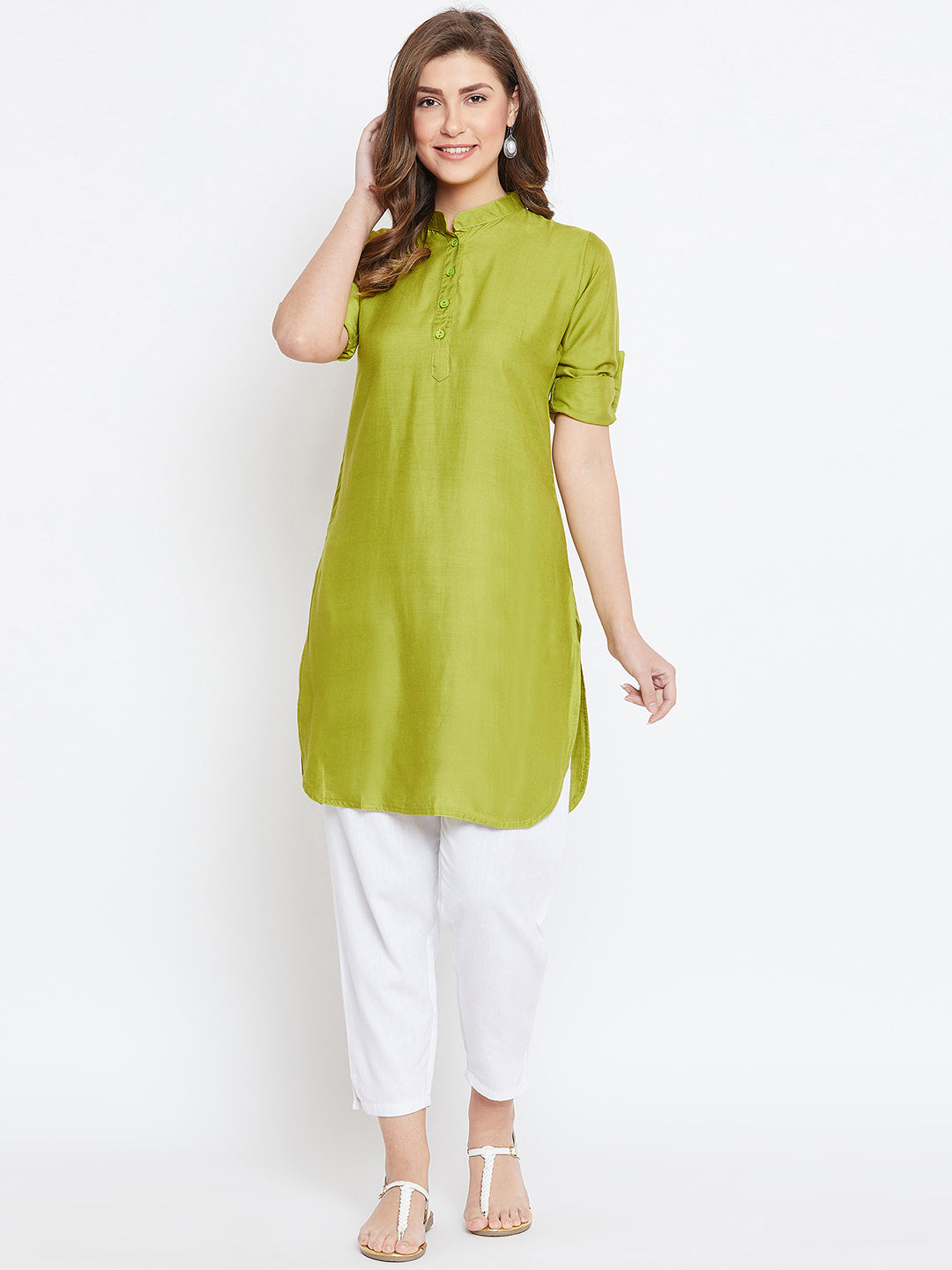 Green Solid Color Kurti