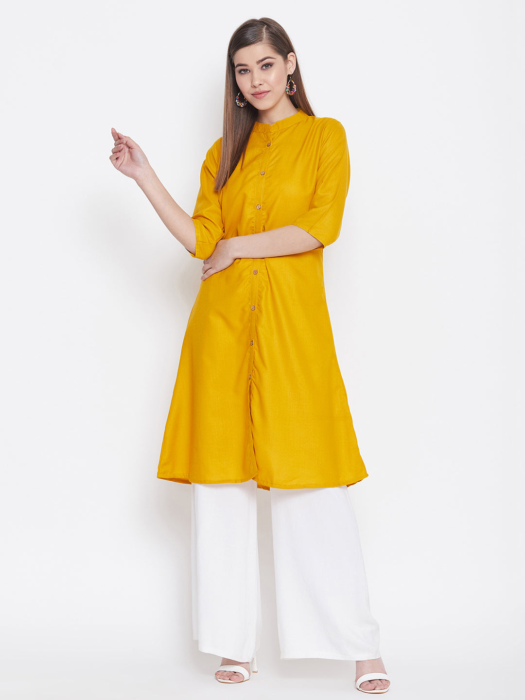 Mustard Yellow Solid Kurti