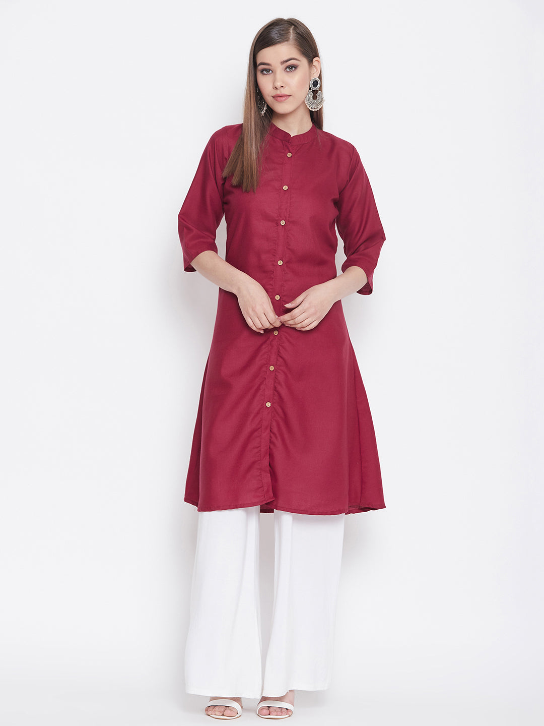 Maroon Solid Color Kurti