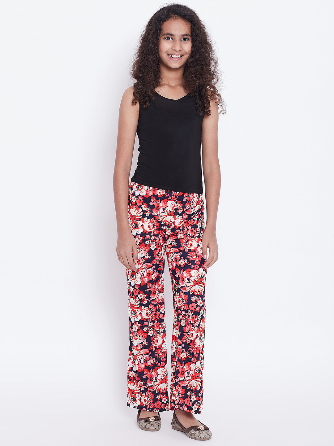 Peach Pink Floral Printed Palazzo