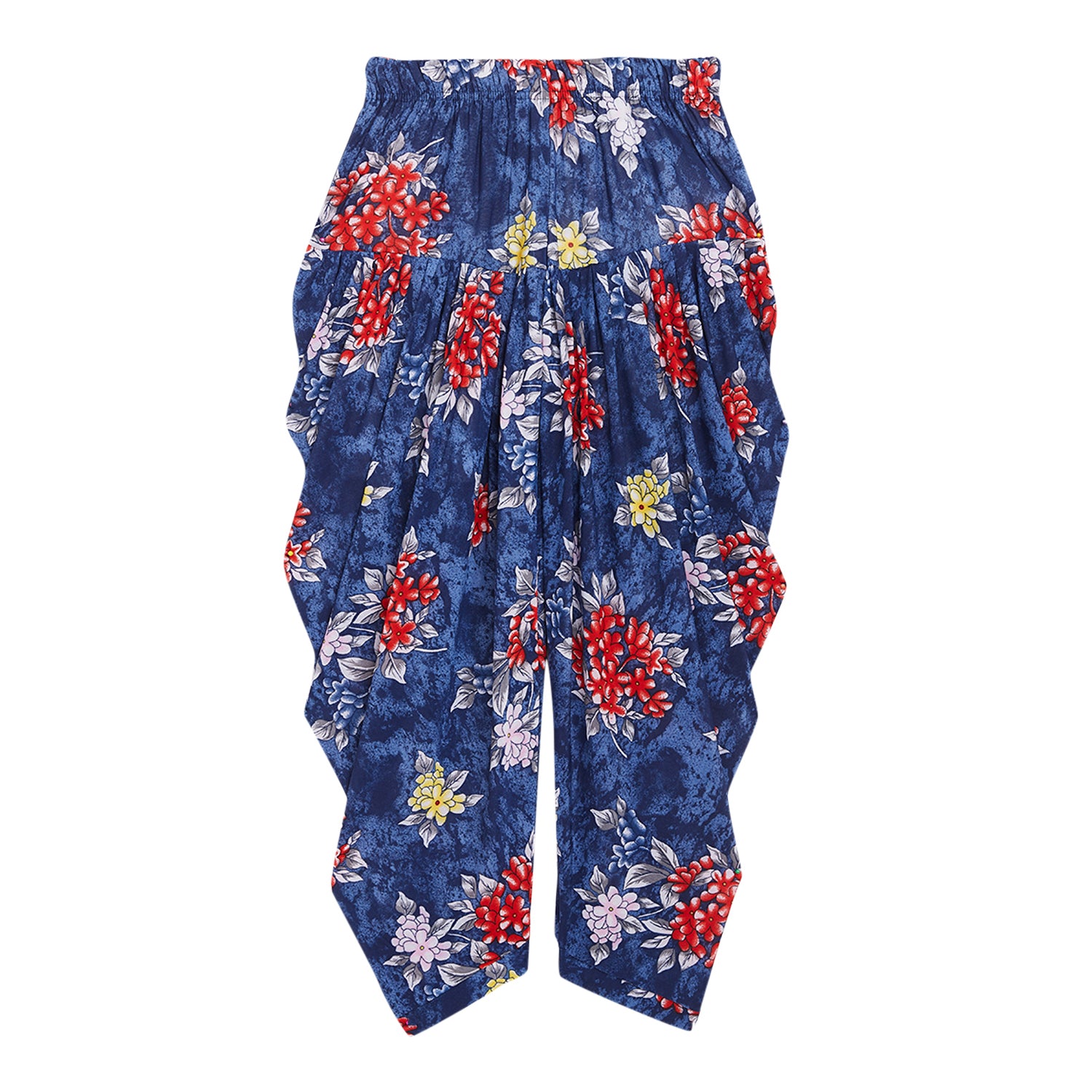 Blue with Red Floral Printed Dhoti
