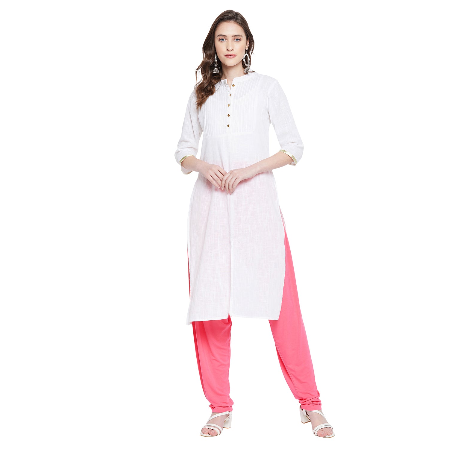 Peach Plain Viscose Patiala