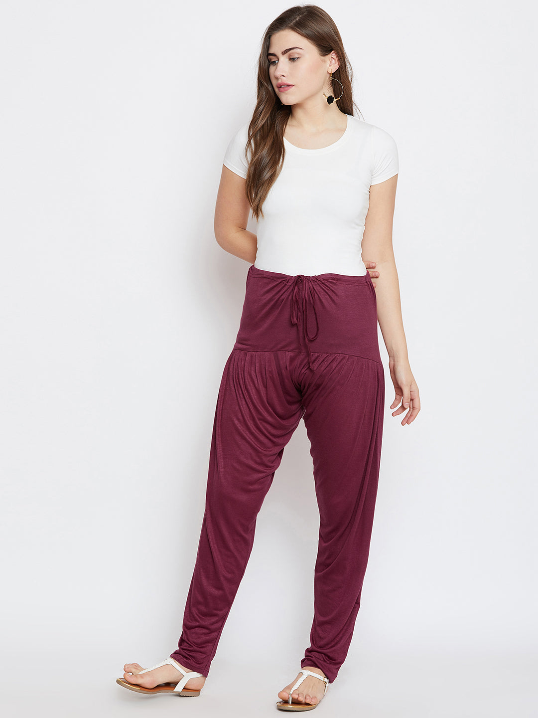 Maroon Plain Viscose Patiala