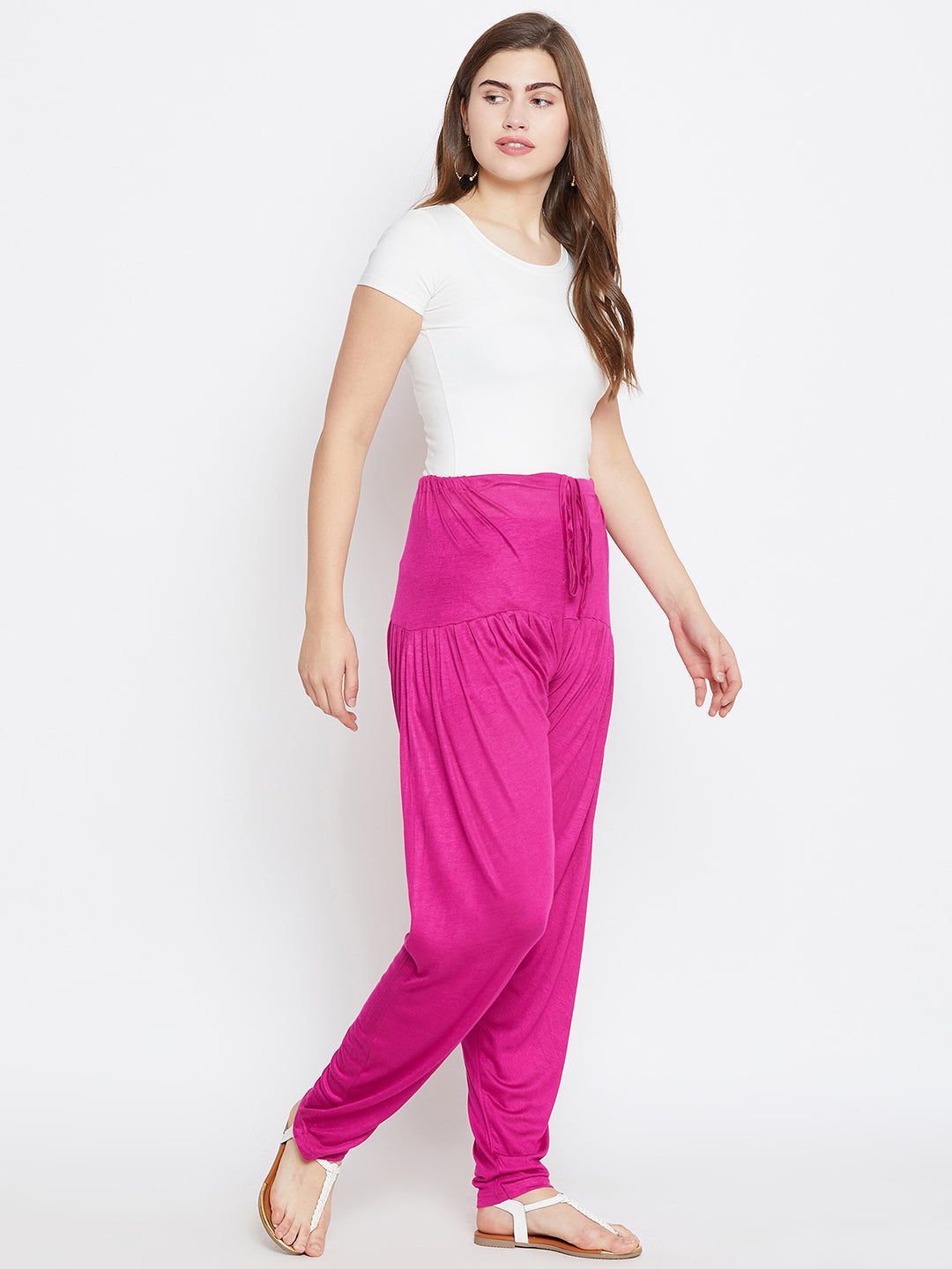 Rani Pink Plain Viscose Patiala