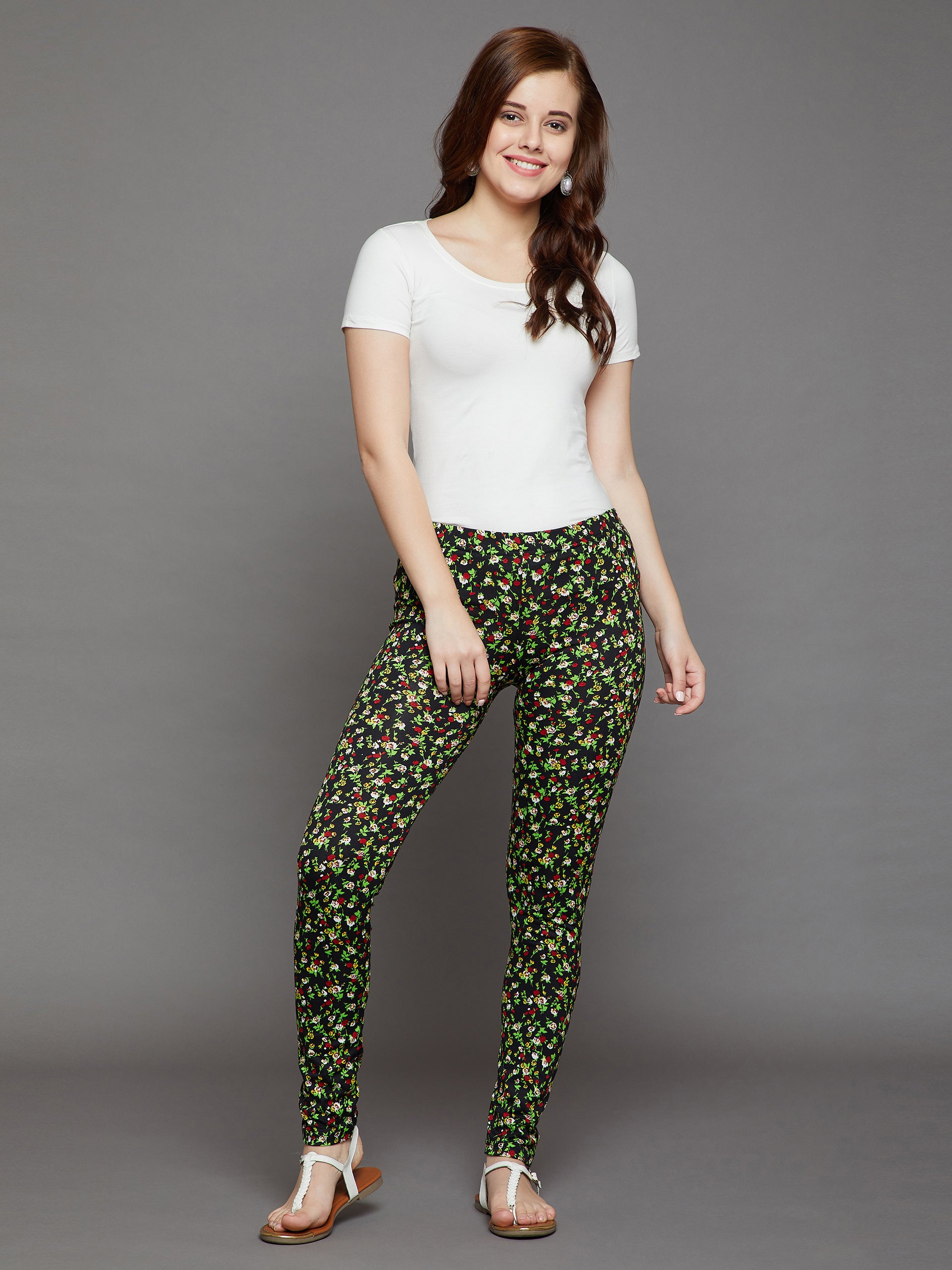 Black Floral Printed Legging
