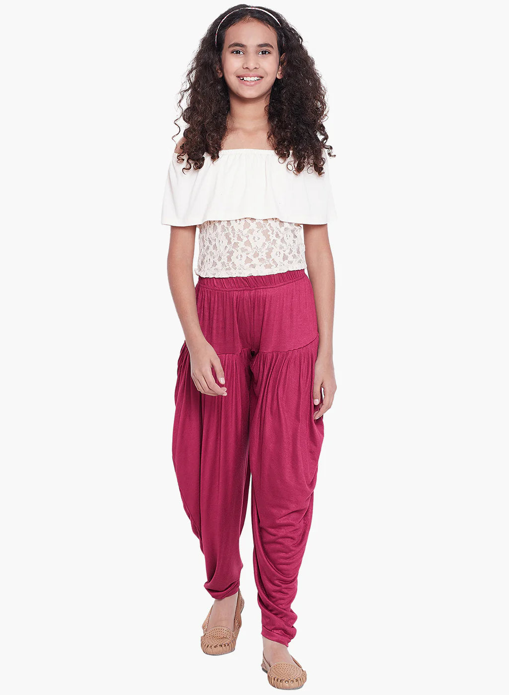 Dark Pink Viscose Dhoti Pants