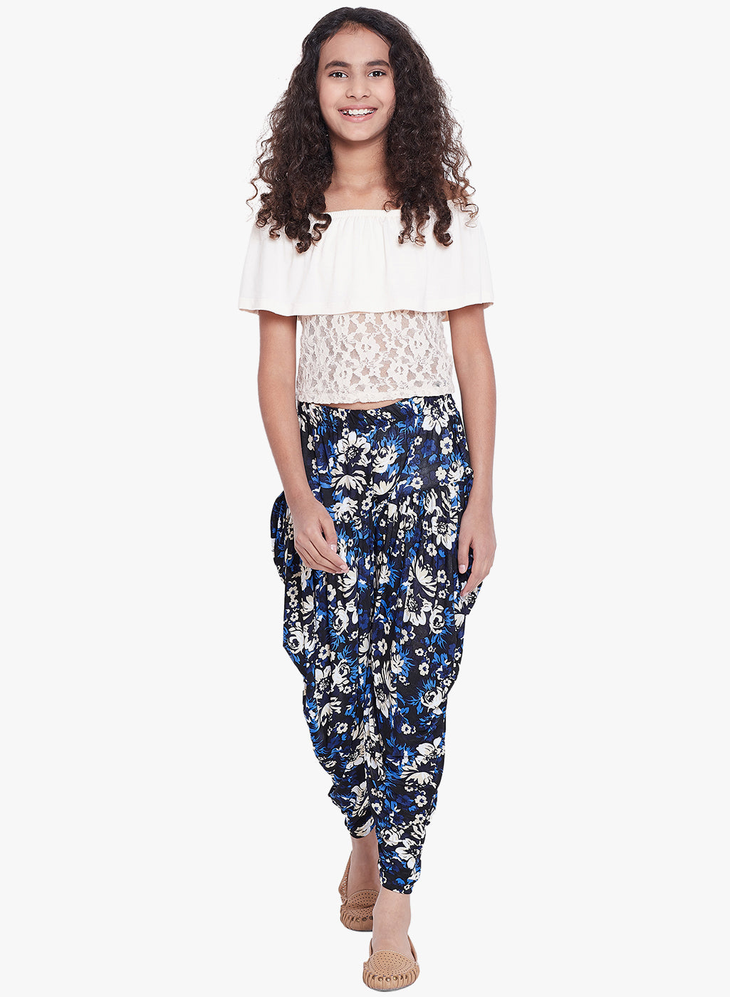 Blue Floral Printed Dhoti