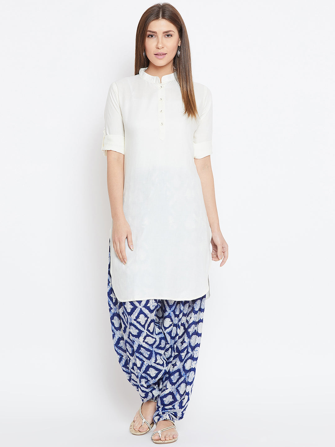 White Solid Color Kurti